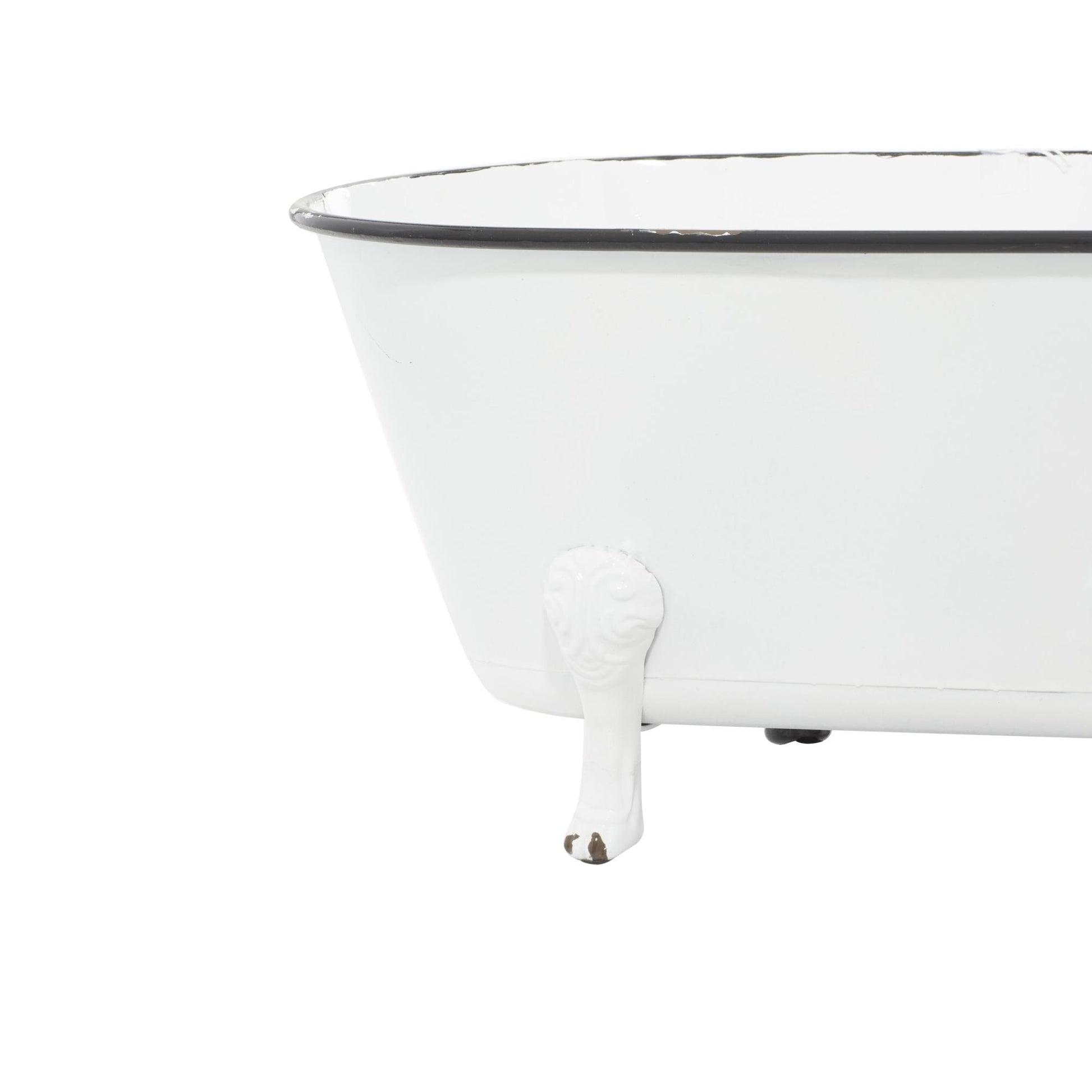 White Metal Bathtub Indoor Outdoor Planter with Scrolled Feet