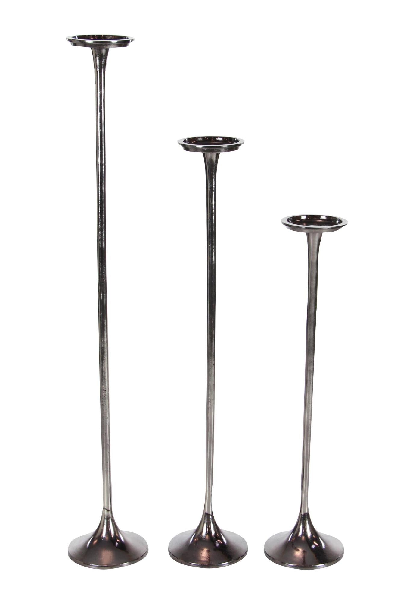 Set of 3 Aluminum Metal Tall Decorative Candle Holder