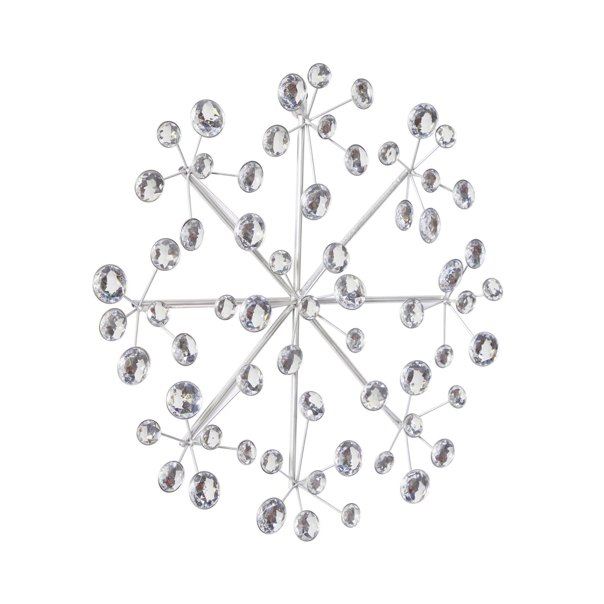Starburst Silver Metal Home Wall Decor with Crystal Embellishment