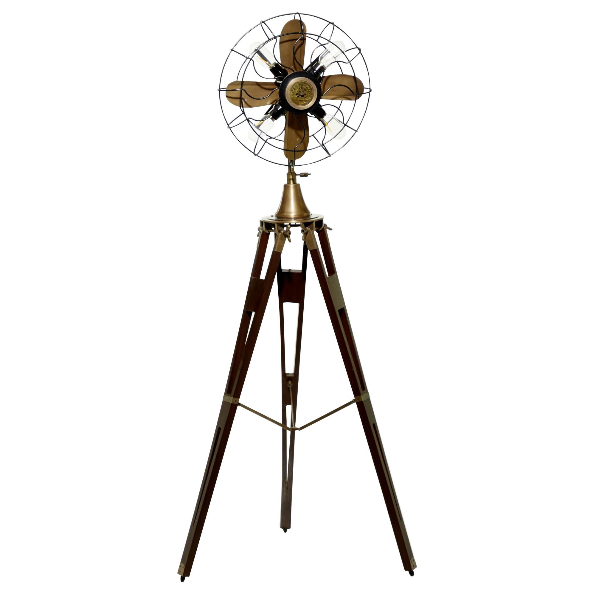 Fan Brown Aluminum Metal Vintage Room Floor Lamp
