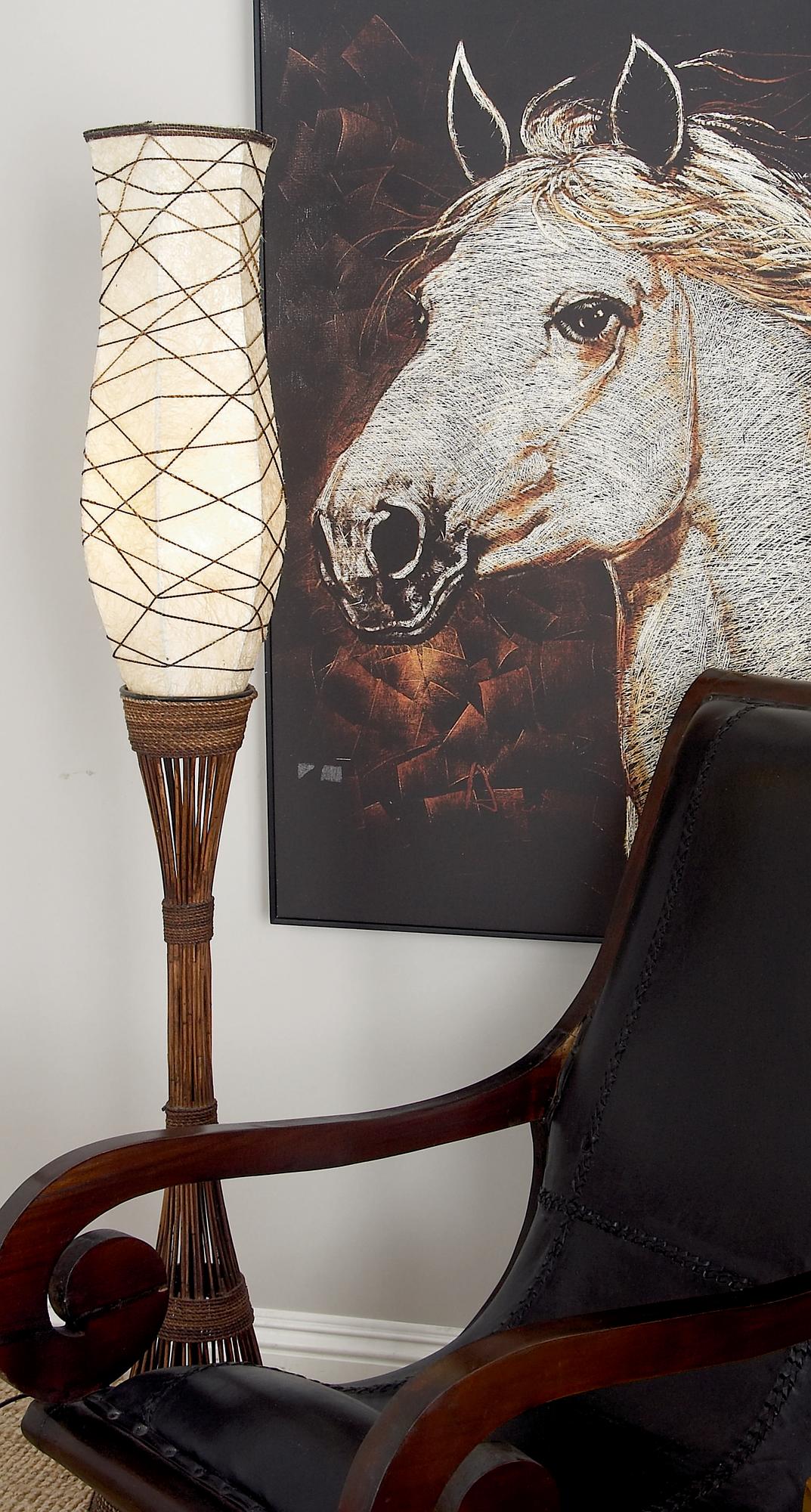 Brown Bamboo Wood Room Floor Lamp