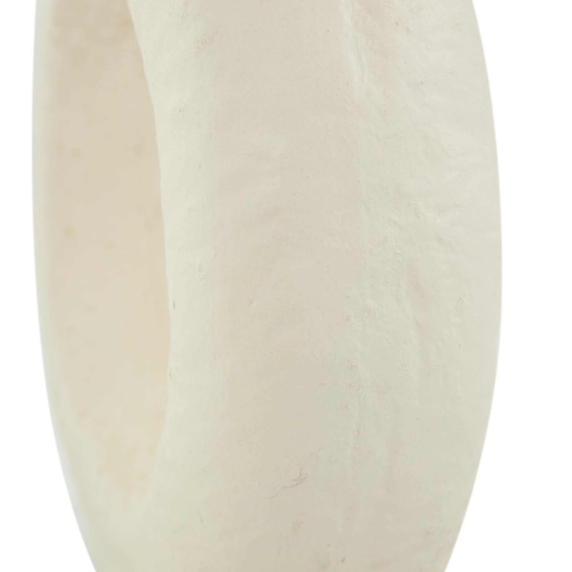 Abstract Beige Paper Mache Rounded Decorative Vase with Double Openings