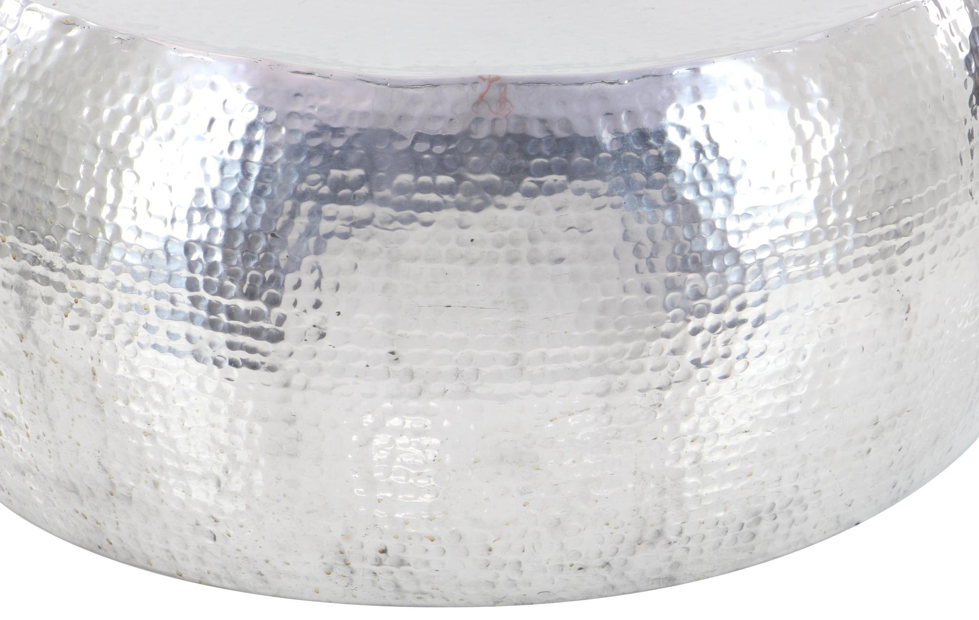 Silver Aluminum Metal Living Room Coffee Table with Hammered Design