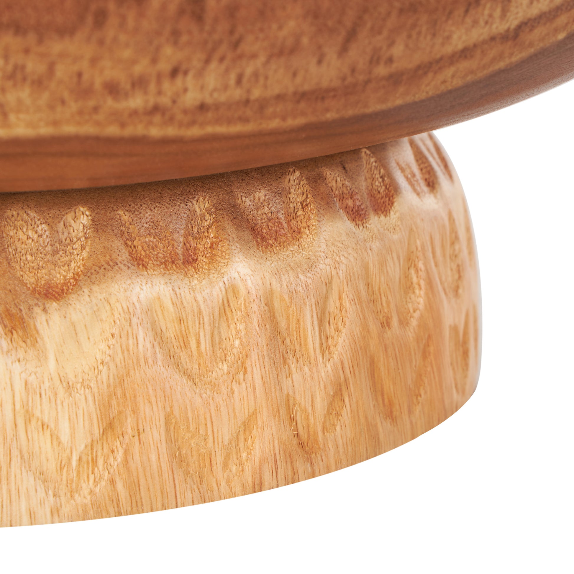 Brown Teak Wood Handmade Large Decorative Bowl with Elevated Base