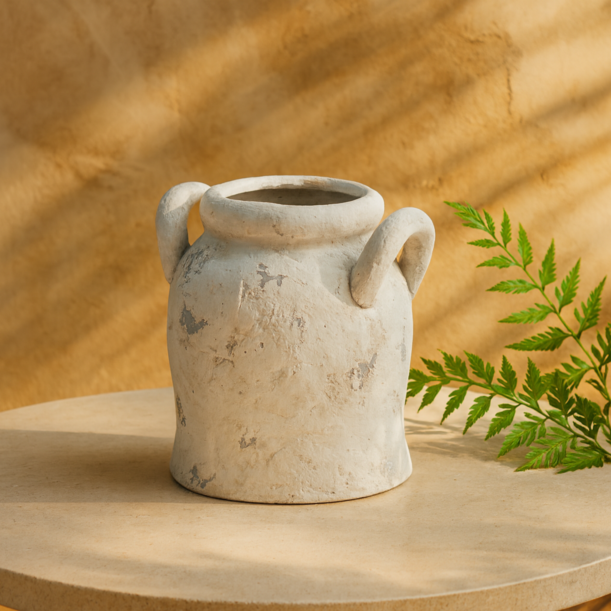 Ceramic Antique Style Distressed Decorative Vase with Handles