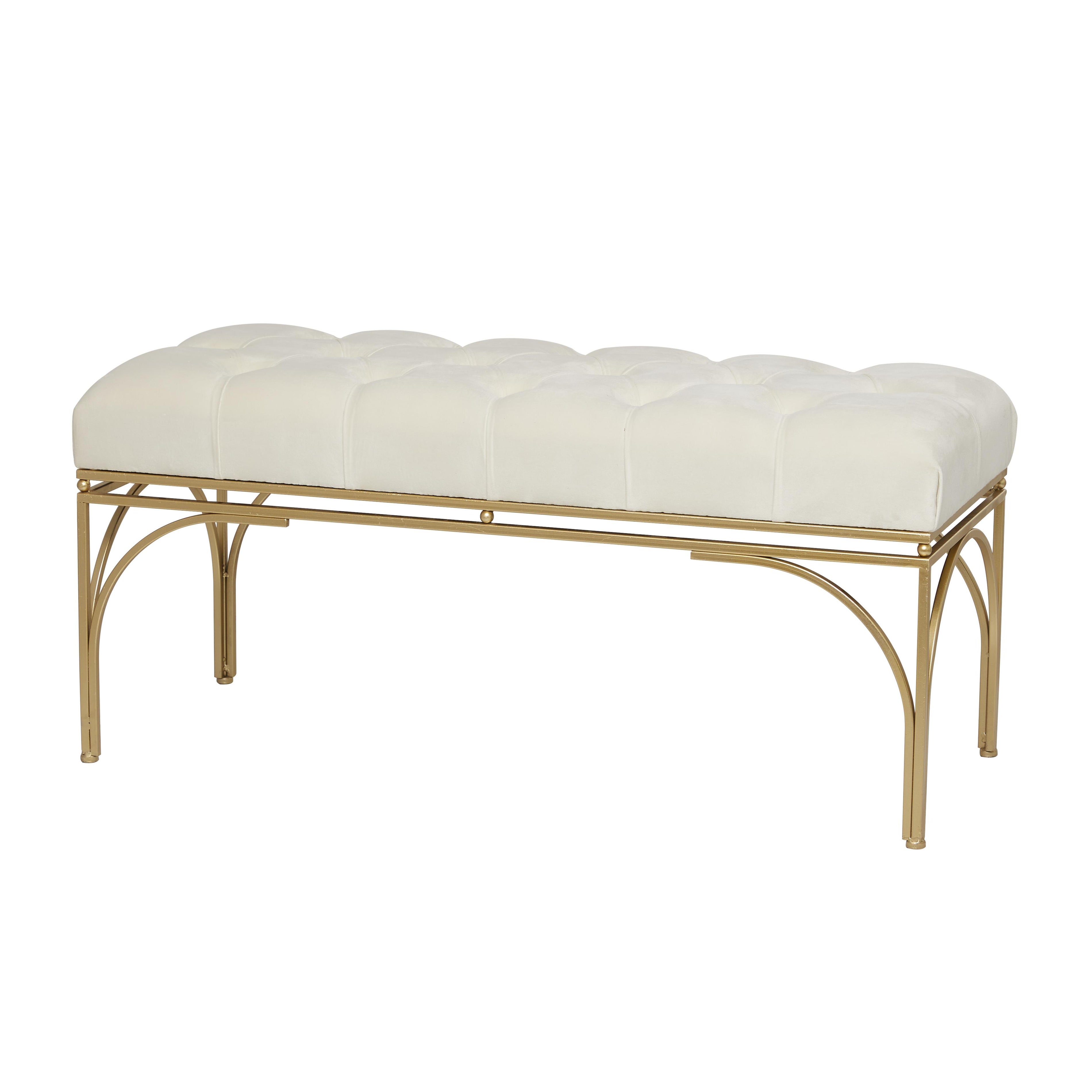Velvet Home Bench with Gold Legs