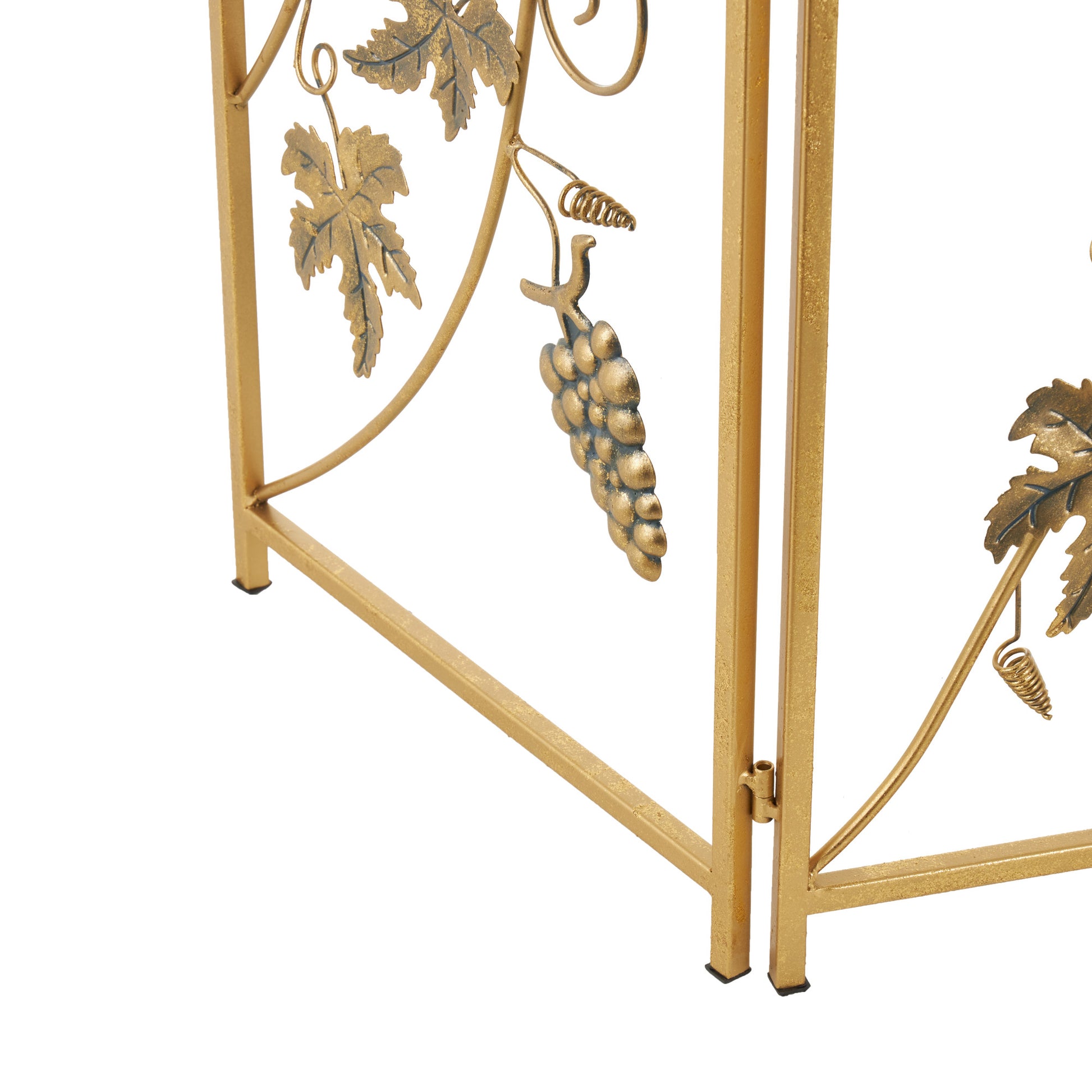 Fruit Gold Metal Foldable 3 Panel Living Room Fireplace Screen with Leaf Accents