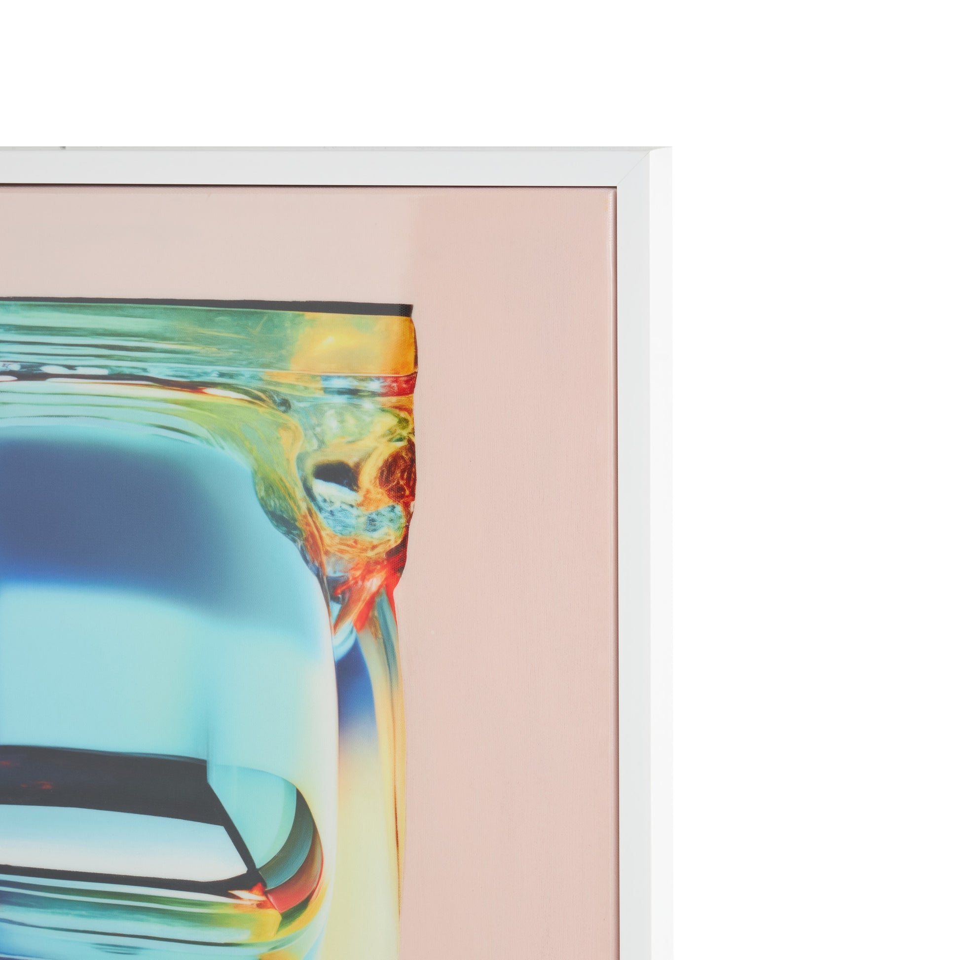 Abstract Multi Colored Canvas Cube Living Room Framed Wall Art with White Frame