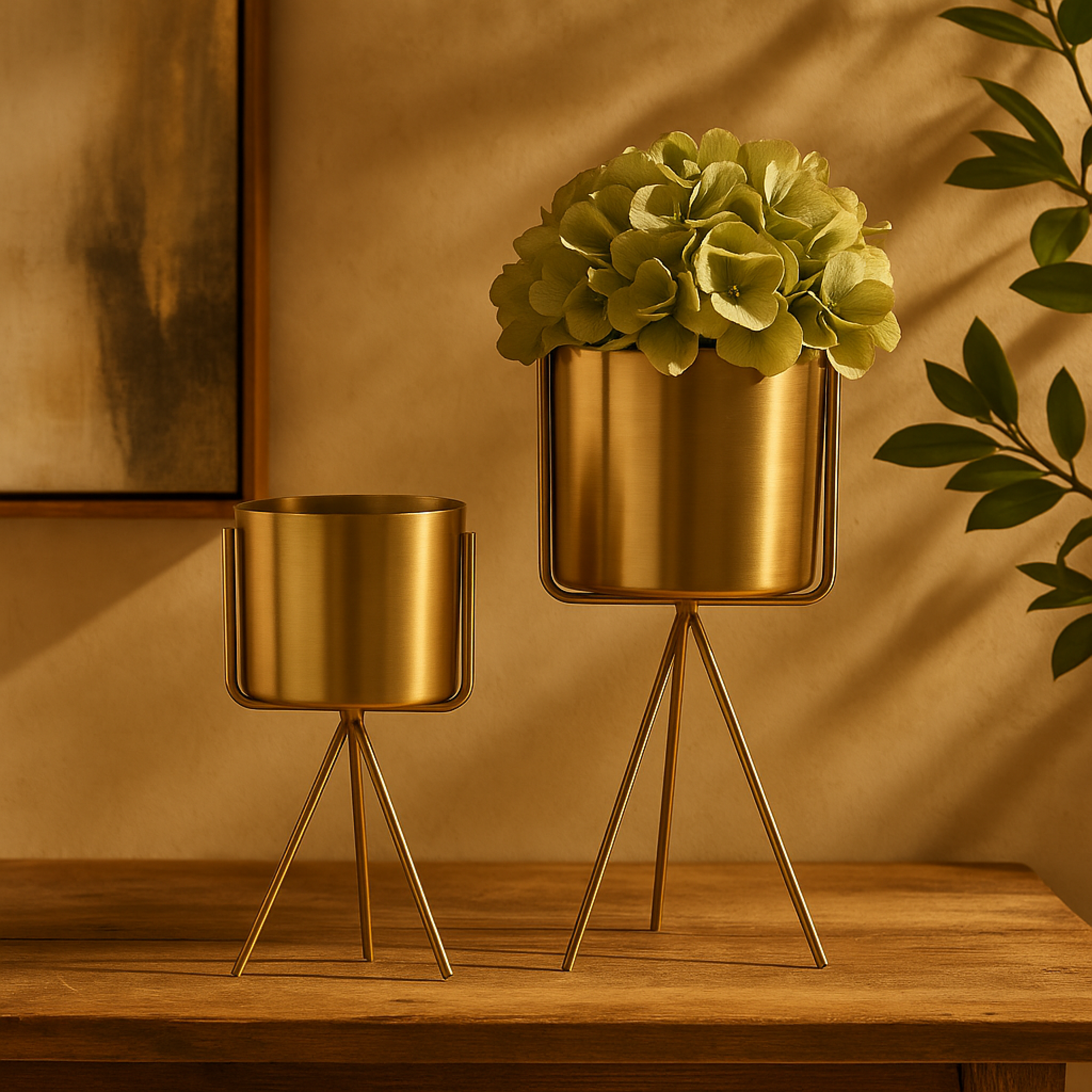 CosmoLiving by Cosmopolitan Set of 2 Metal Small Indoor Outdoor Planter with Removable Stand