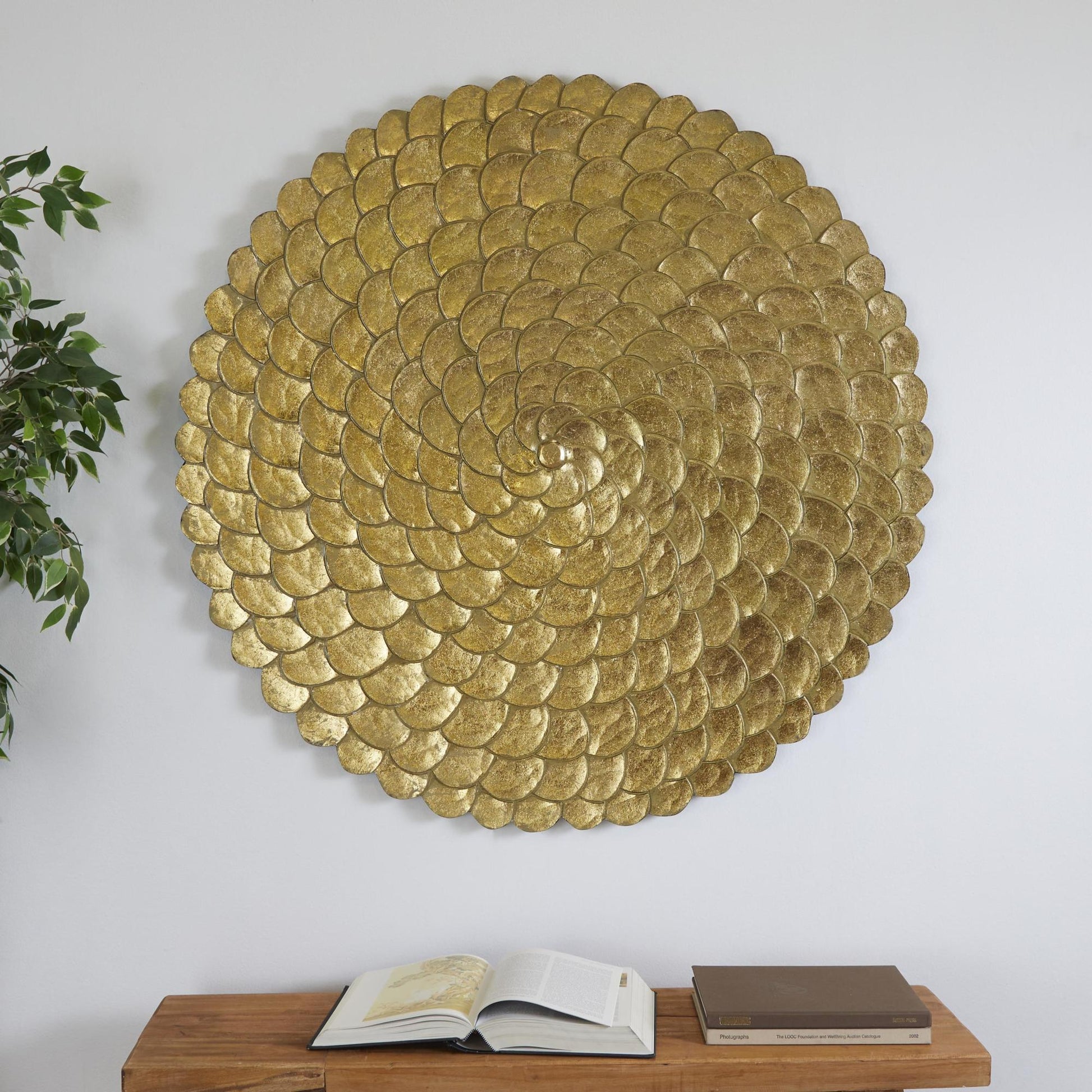 Plate Wood Carved Radial Home Wall Decor