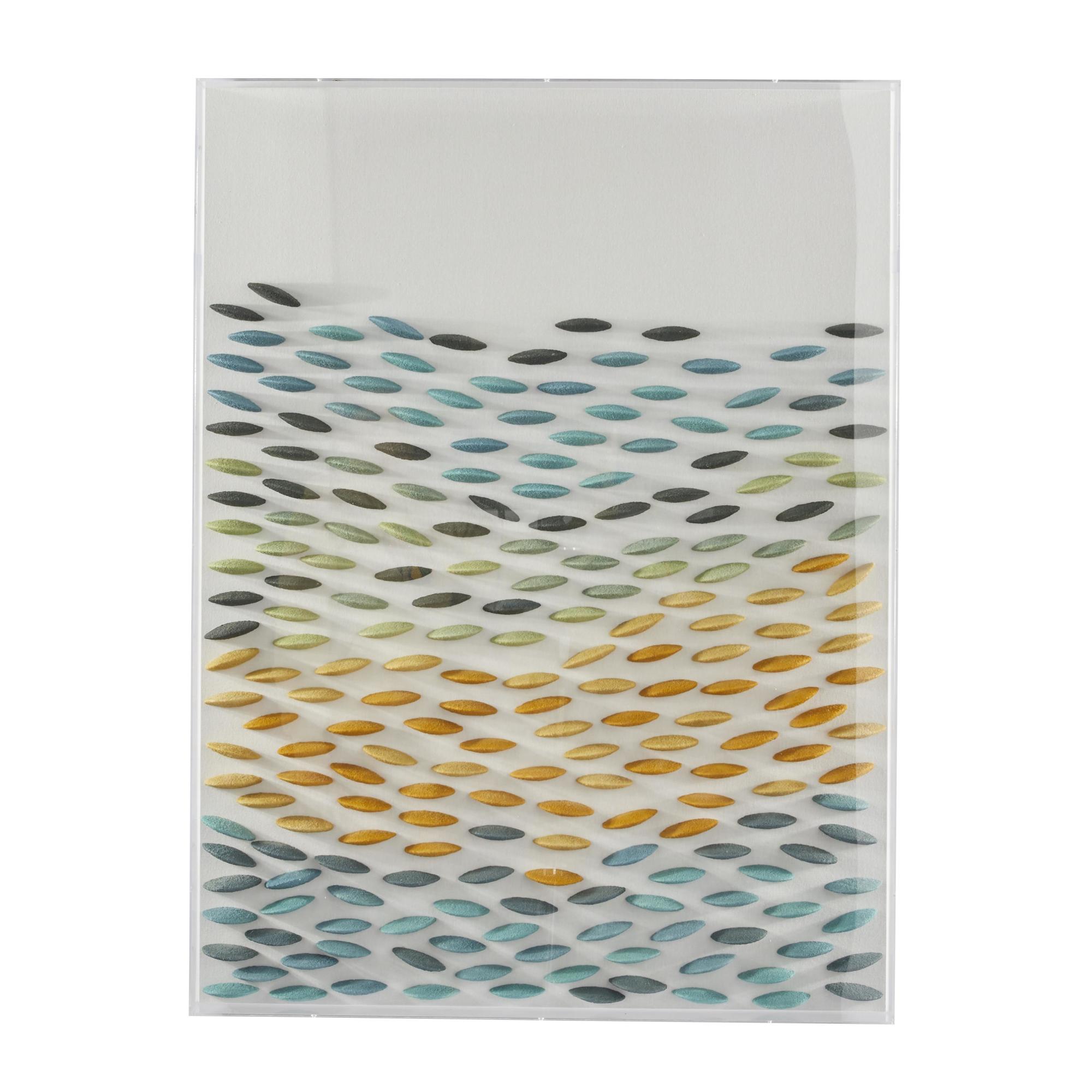 Geometric Blue Acrylic Plastic 3D Waves Home Shadow Box with Clear Frame