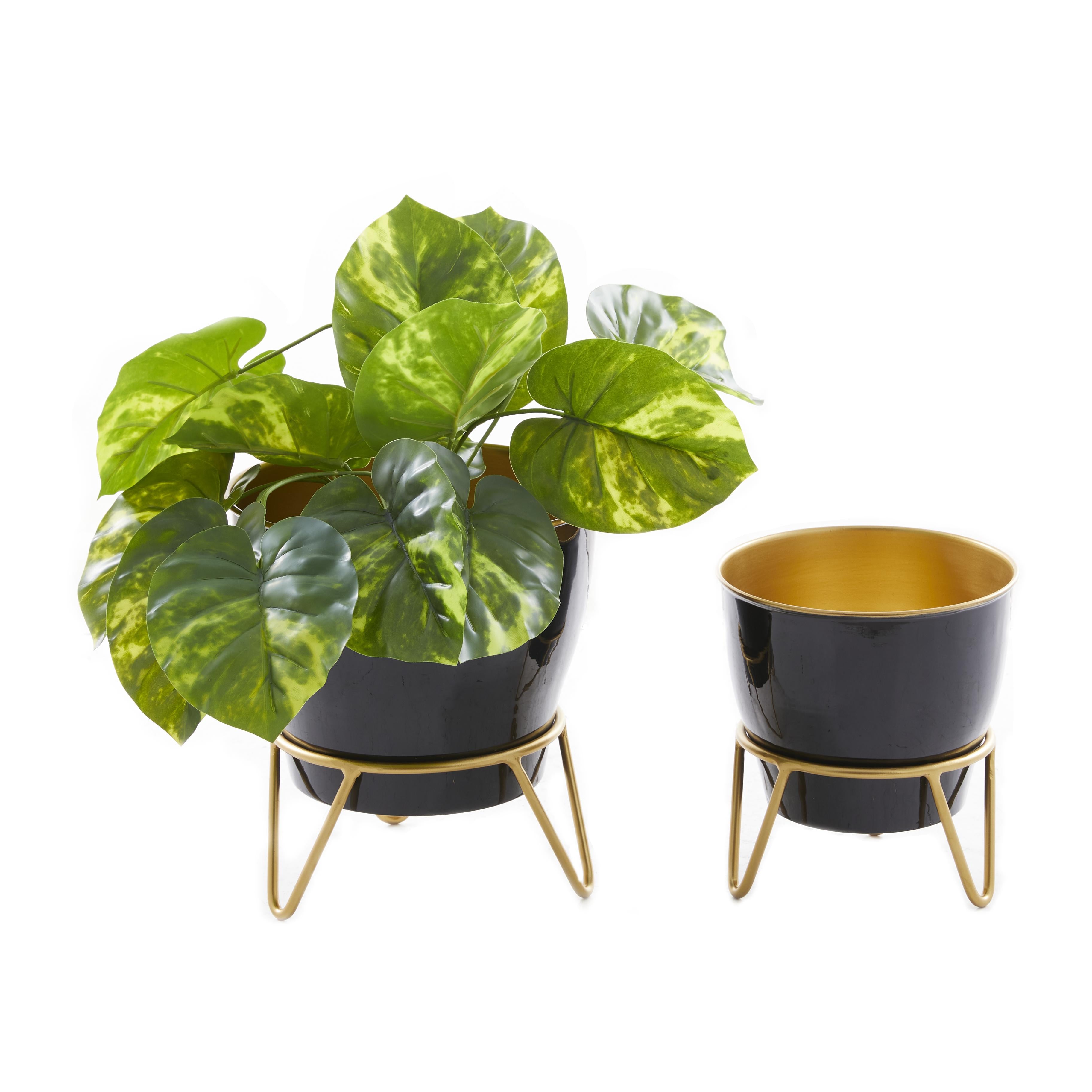 Set of 2 Metal Indoor Outdoor Planter with Removable Stand