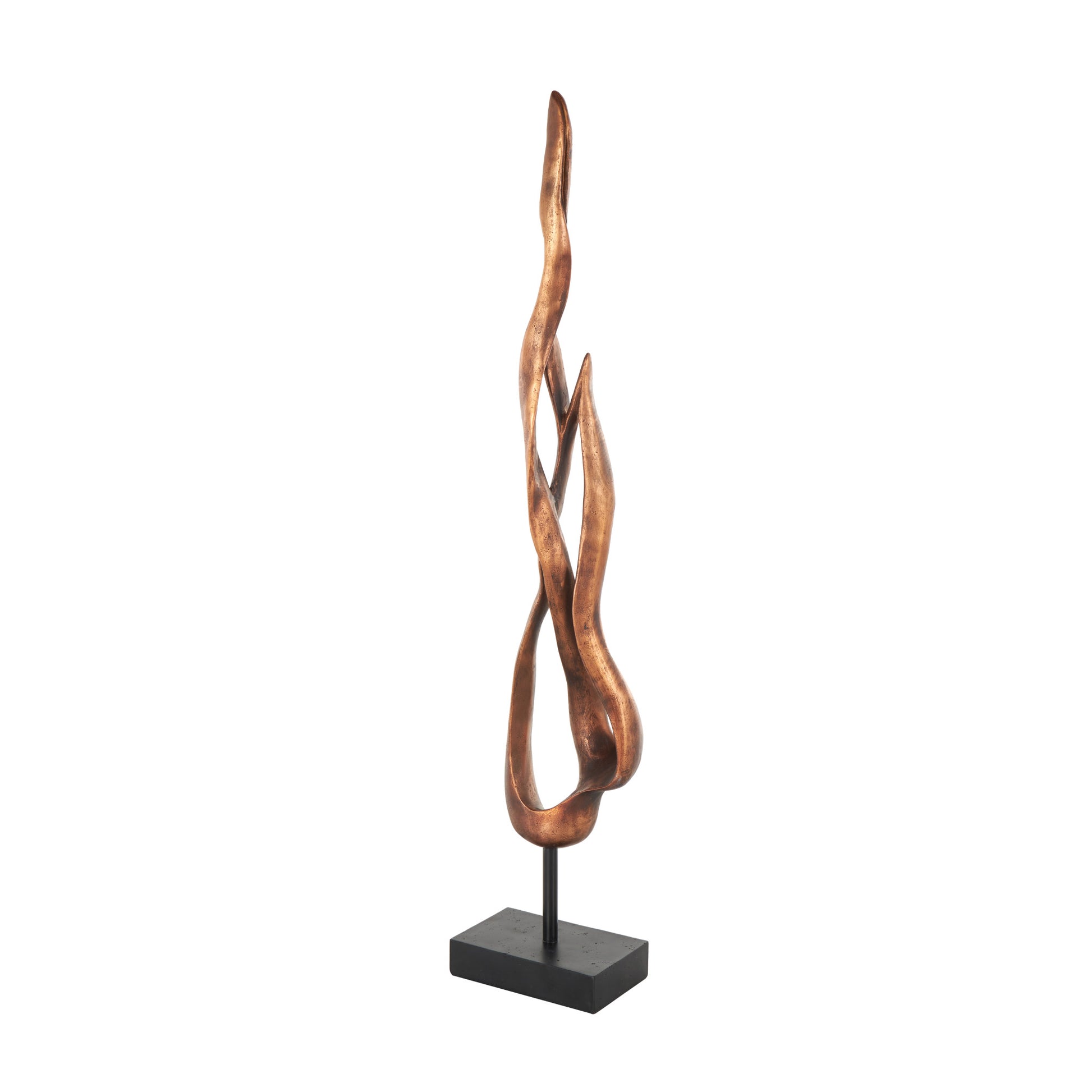 Abstract Bronze Polystone Abstract Decorative Sculpture with Rectangle Black Base
