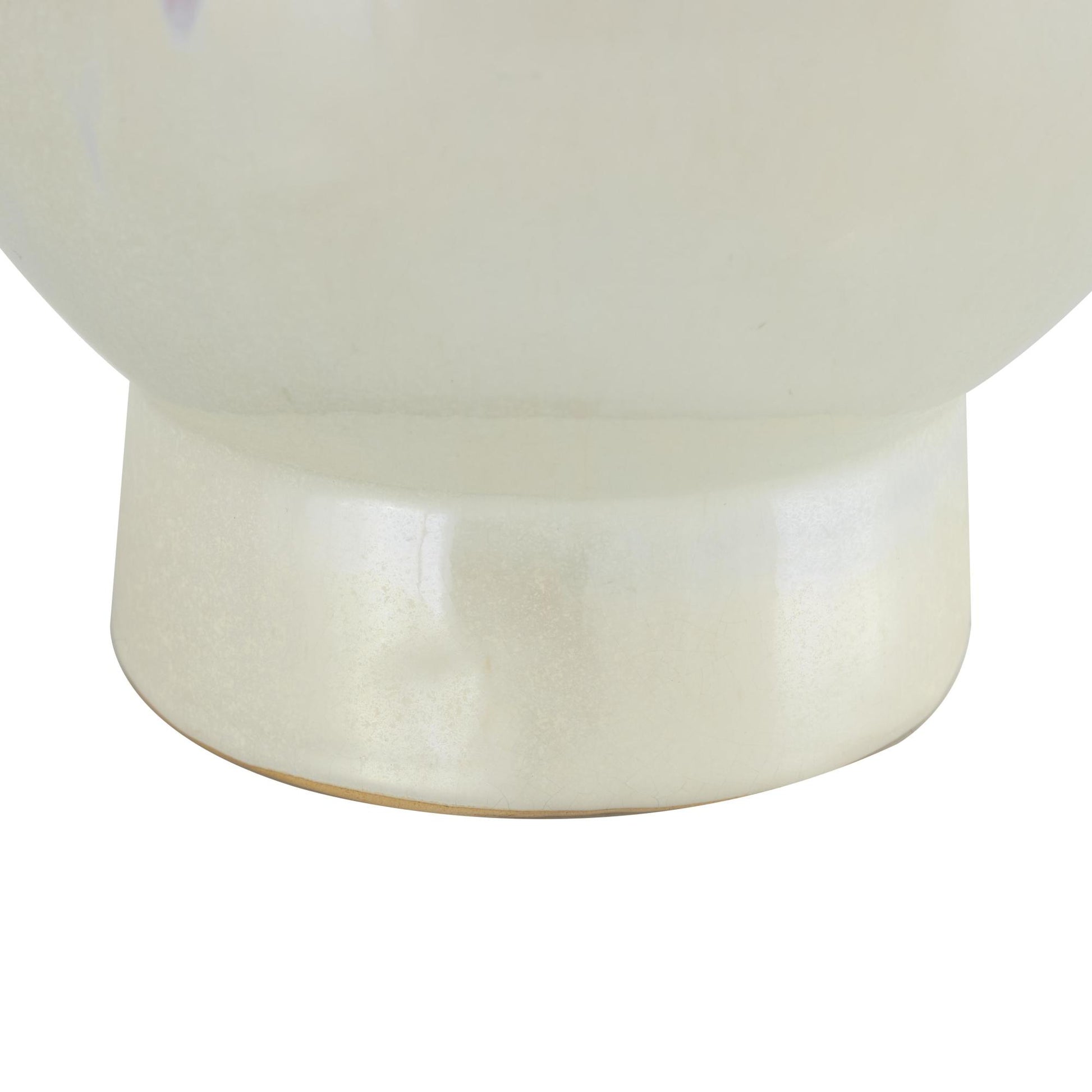 Floral Cream Ceramic 3D Decorative Vase with Iridescent Glaze