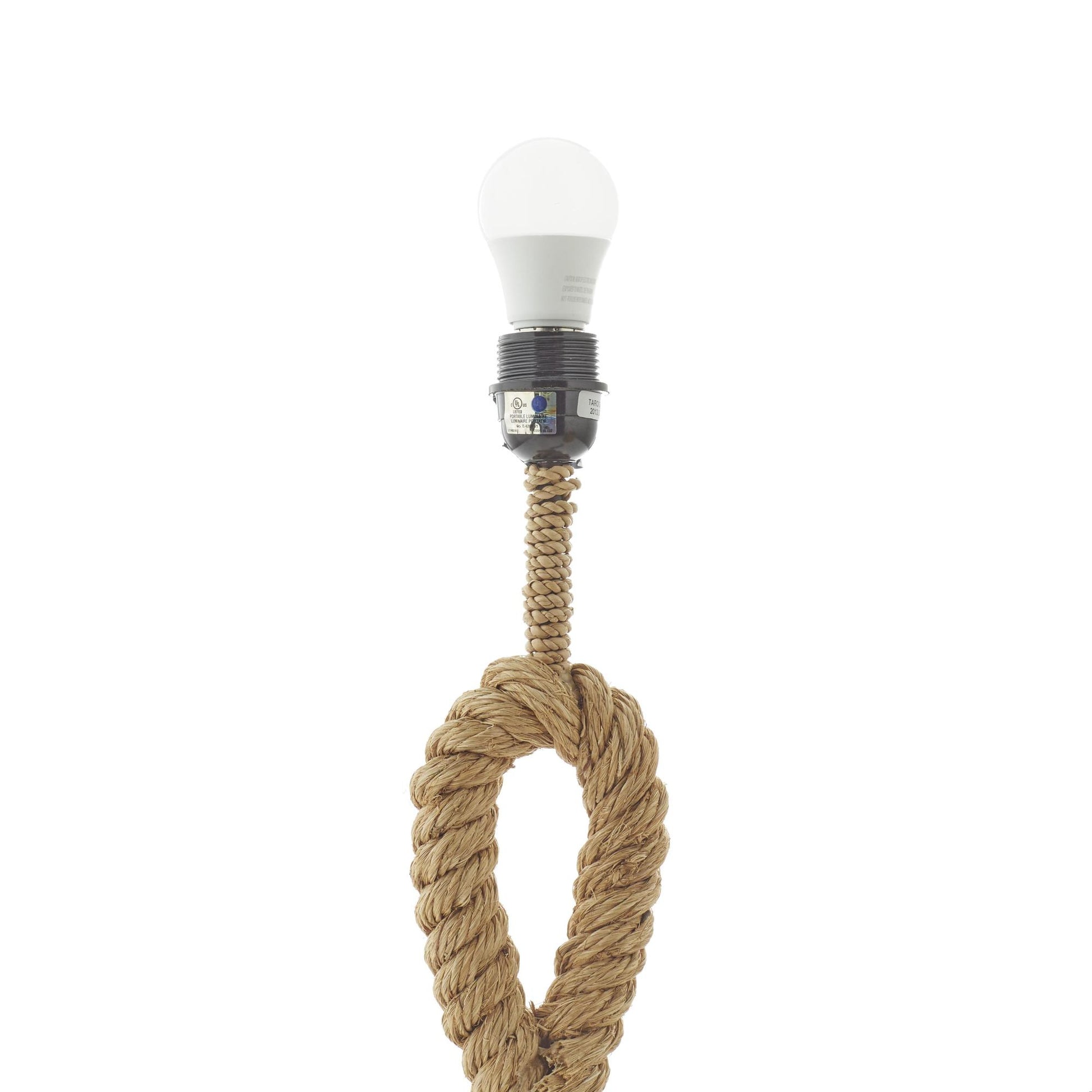 Knot Brown Jute Rope Twisted Rope Room Table Lamp with Linen Shade