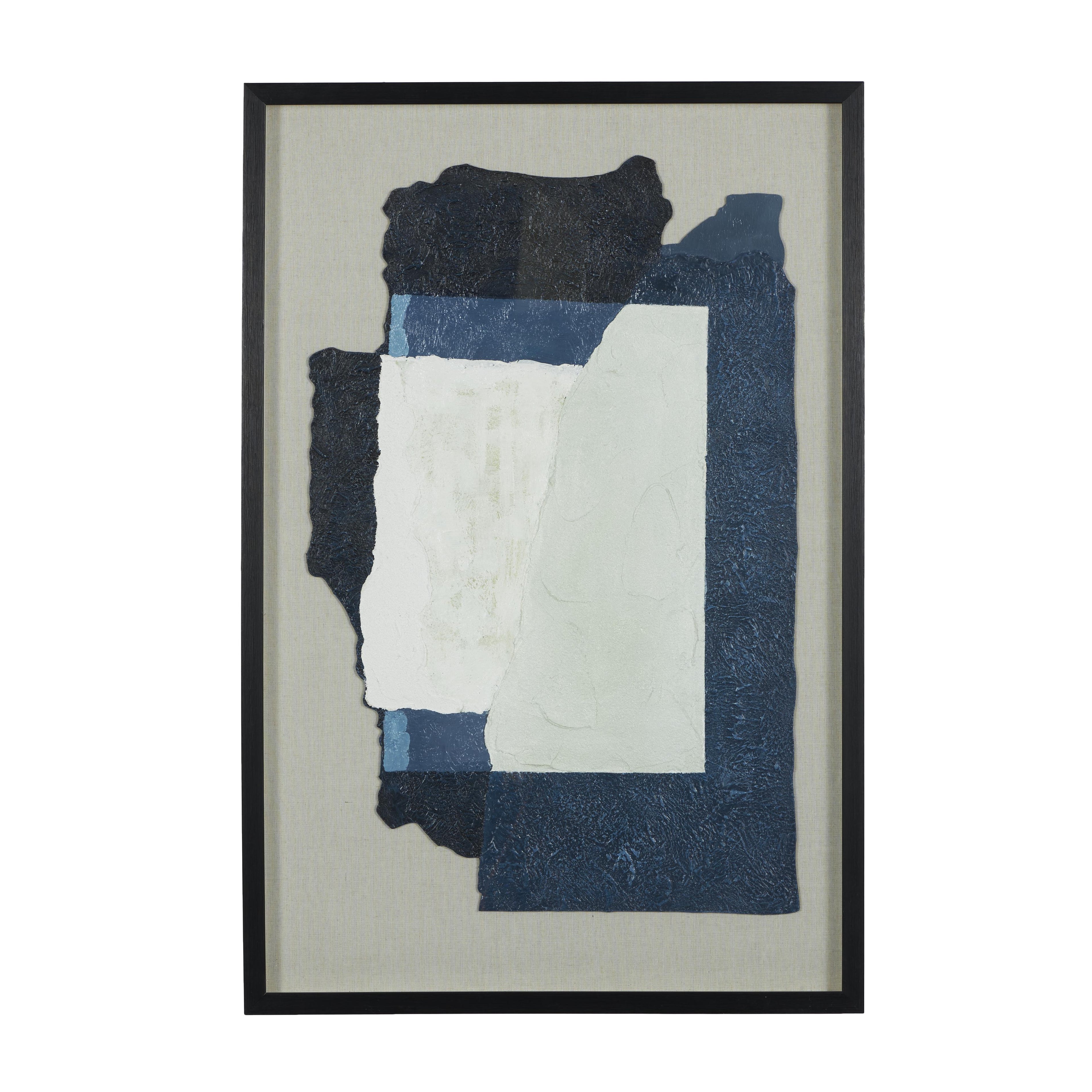 Abstract Linen Fabric Layered 3D Textured Living Room Framed Wall Art with Gray Backing