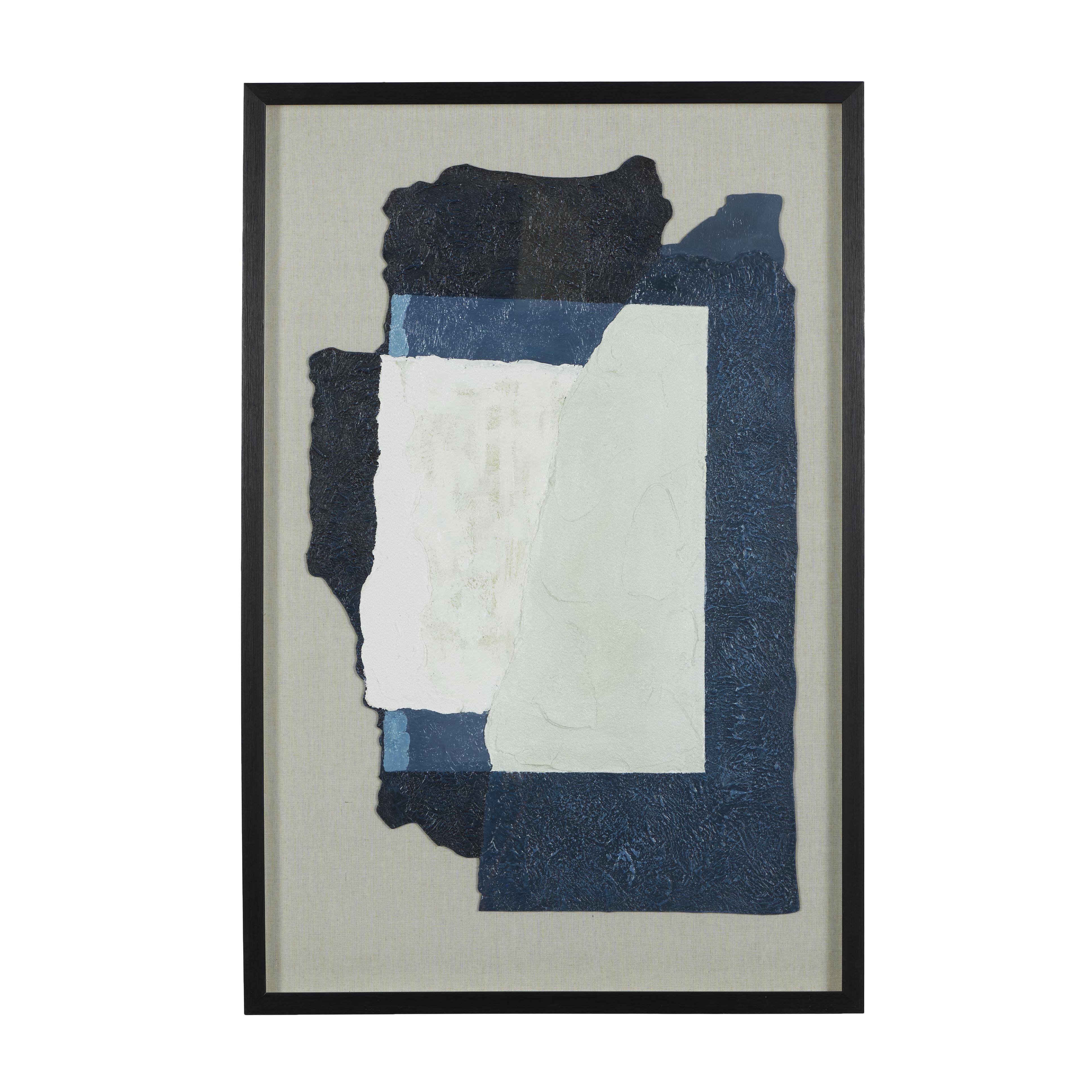 Abstract Linen Fabric Layered 3D Textured Living Room Framed Wall Art with Gray Backing