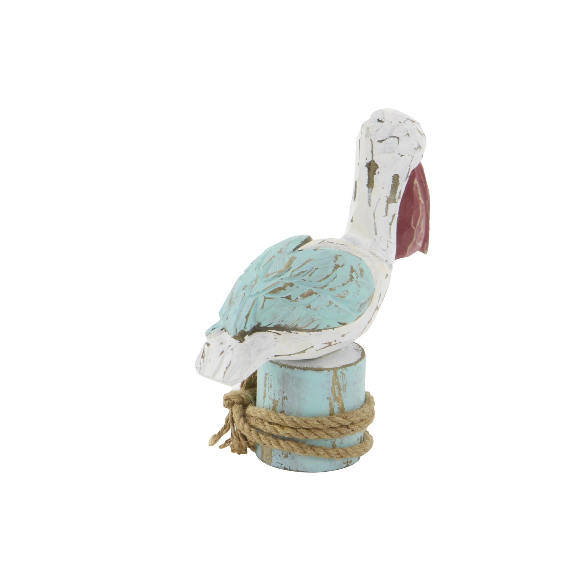 Pelican Multi Colored Wood Decorative Sculpture
