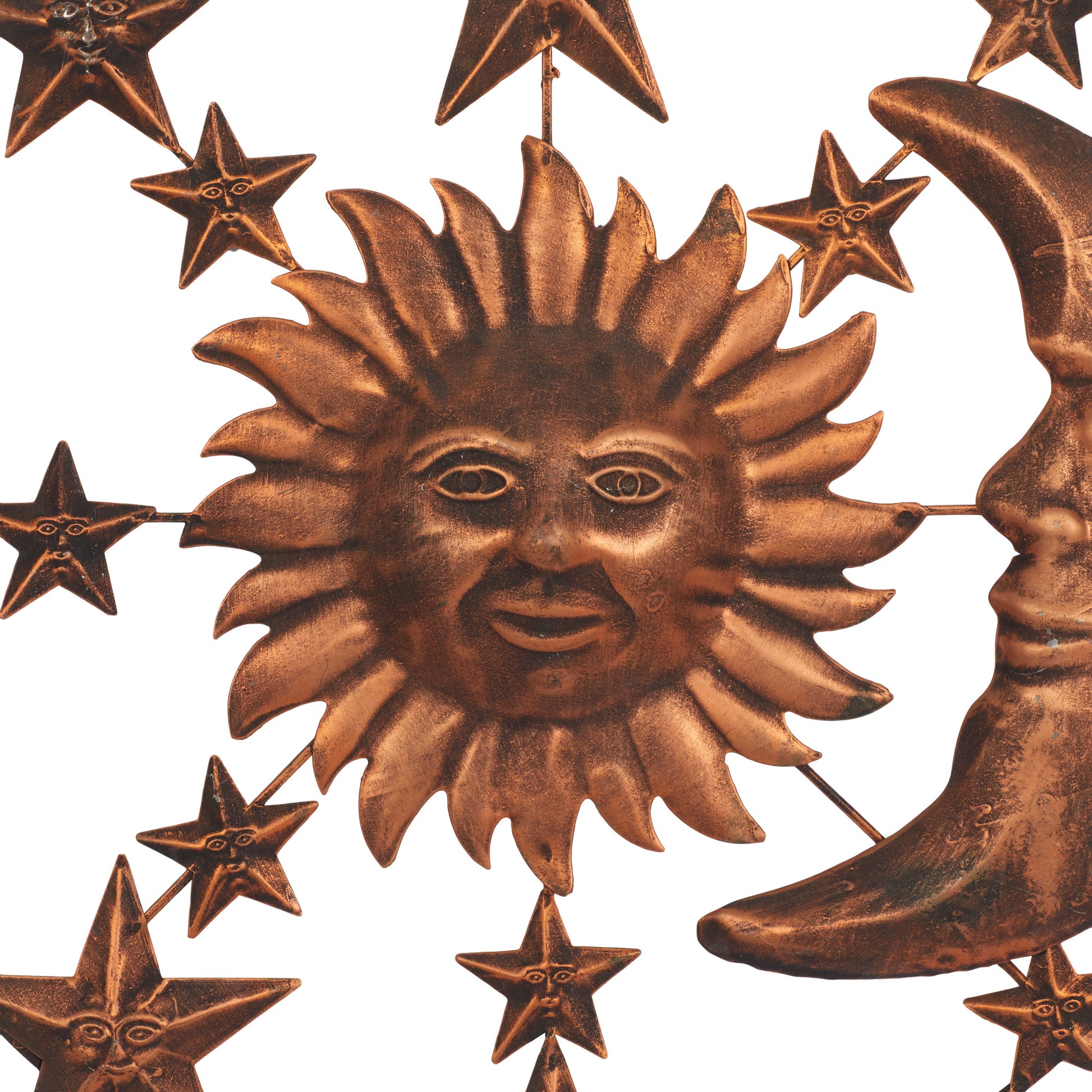 Sun and Moon Bronze Metal Indoor Outdoor Home Wall Decor with Stars