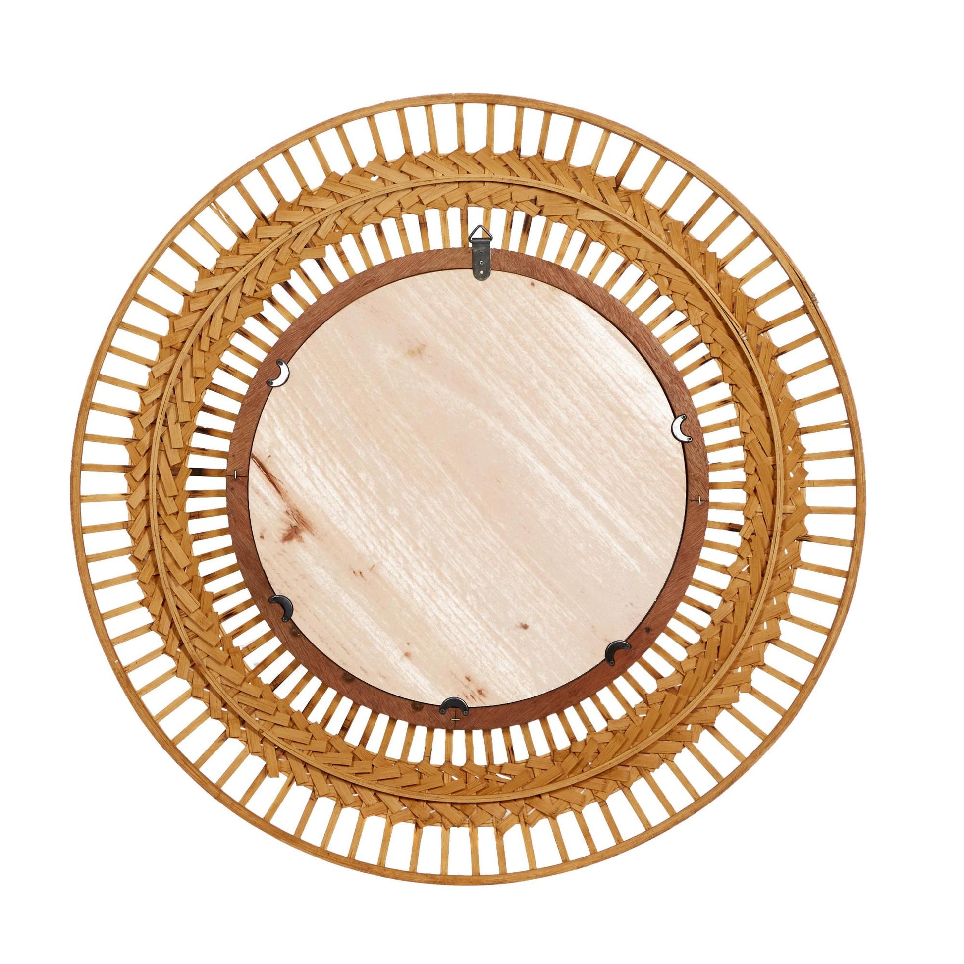 Tribal Brown Rattan Handmade Intricately Weaved Room Wall Mirror