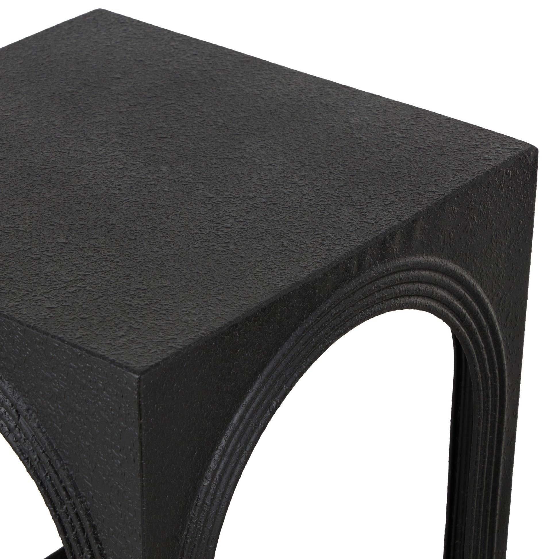 Set of 3 Black Metal Nested Side End Accent Table with Arched Cutouts