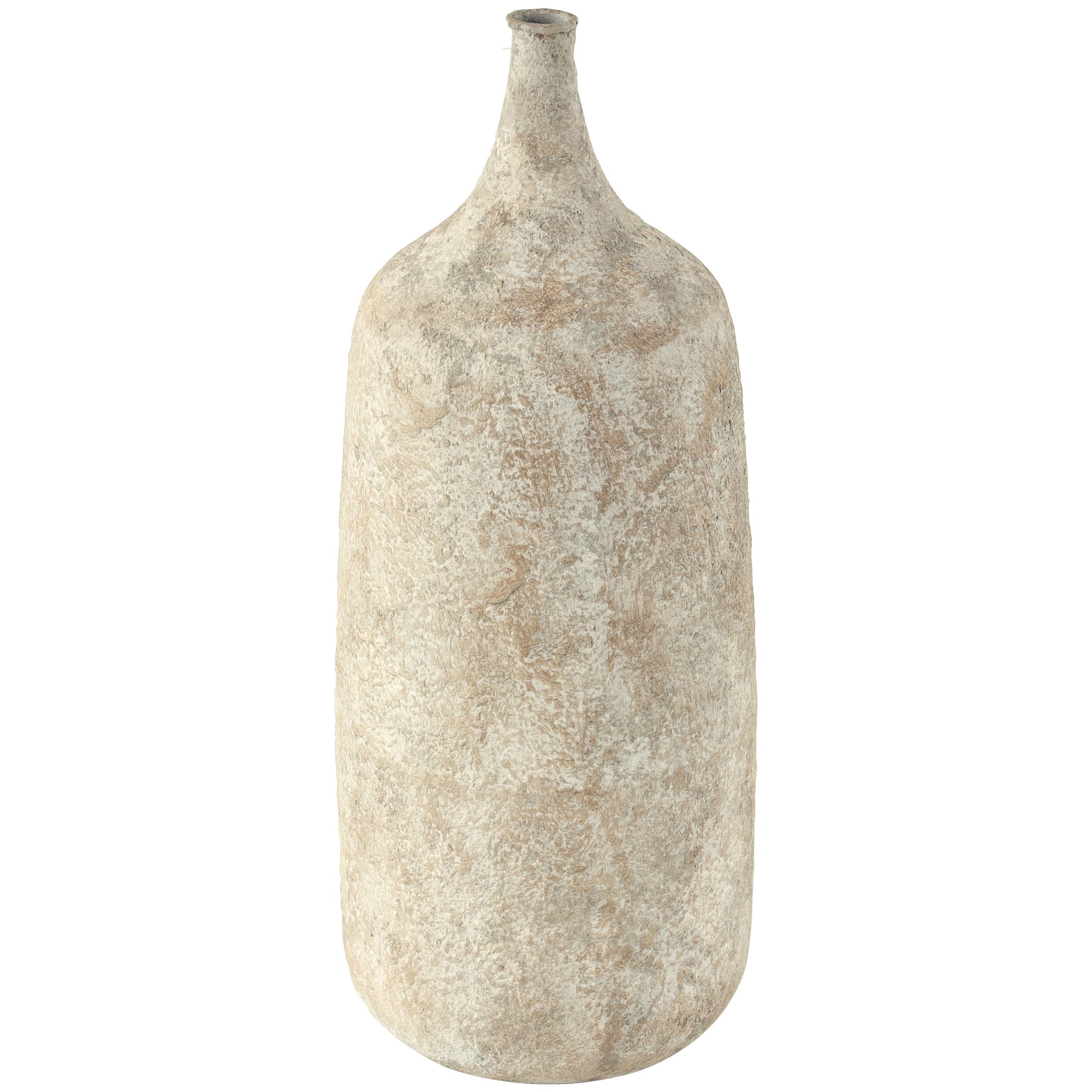 Beige Metal Handmade Antique Style Distressed Decorative Vase