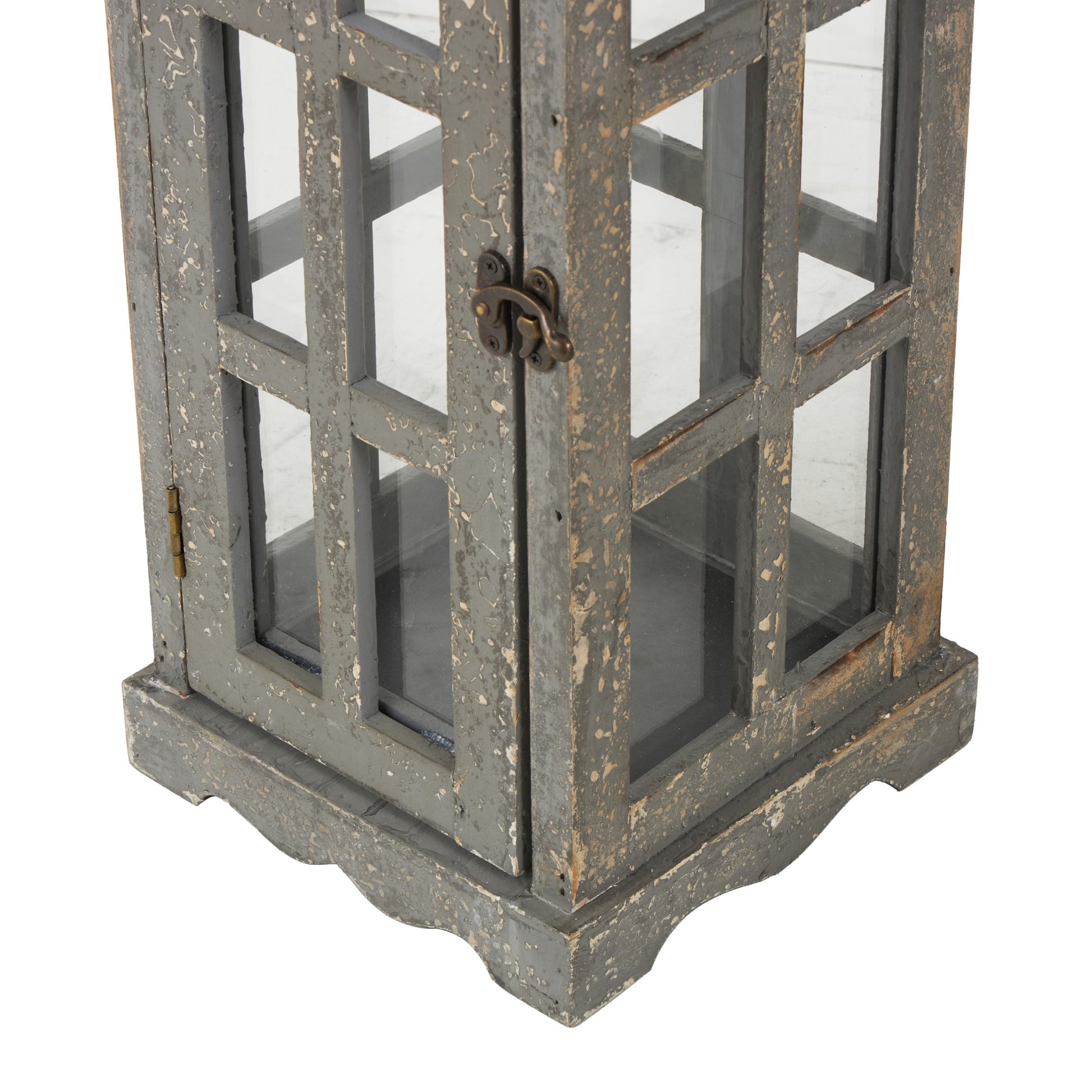 Set of 2 Light House Brown Wood Decorative Indoor Outdoor Candle Lantern