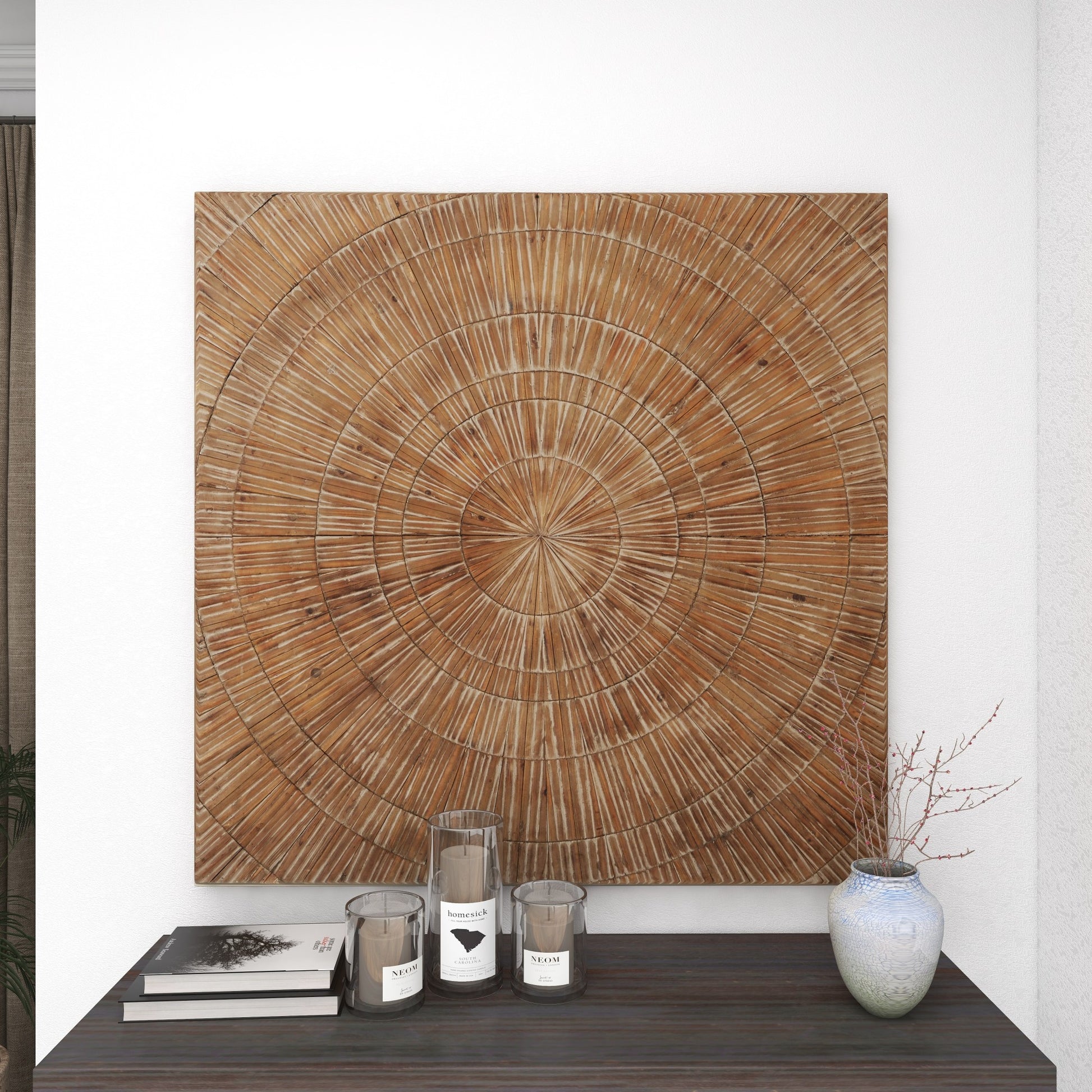 Starburst Brown Wood Handmade Carved Radial Home Wall Decor