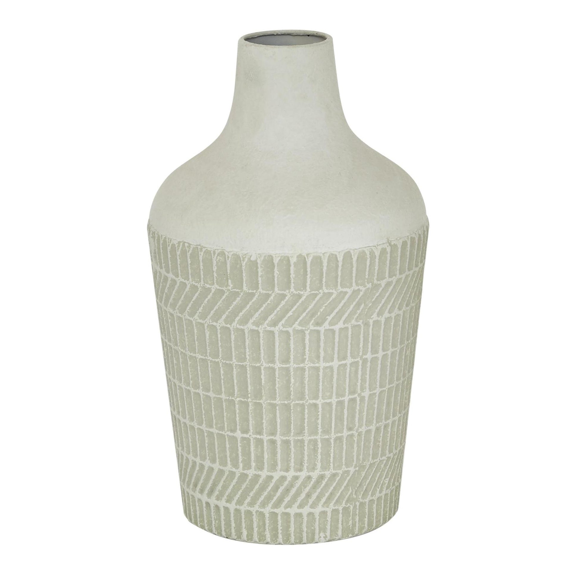 White Metal Textured Decorative Vase