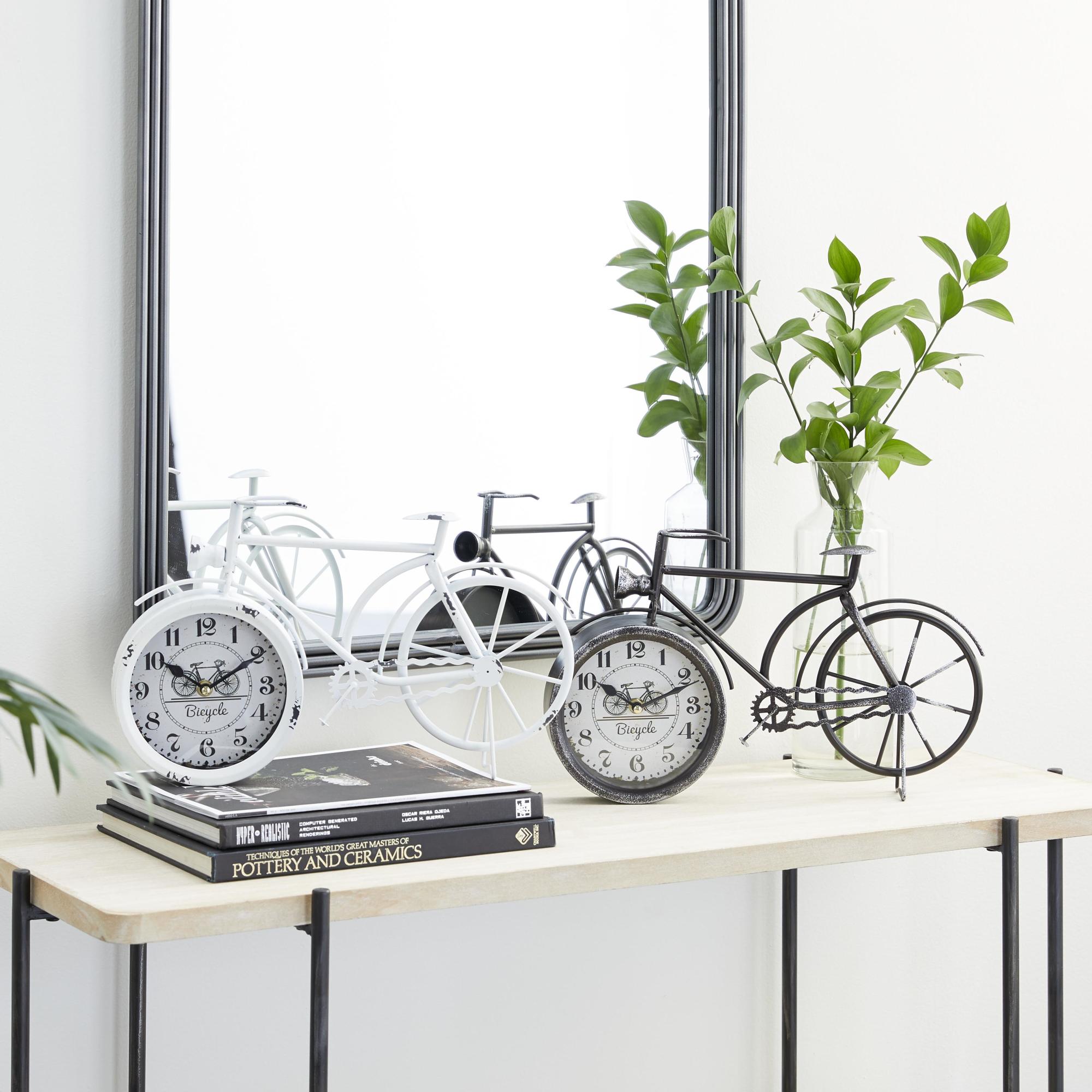 Set of 2 Bike Black Metal Decorative Clock