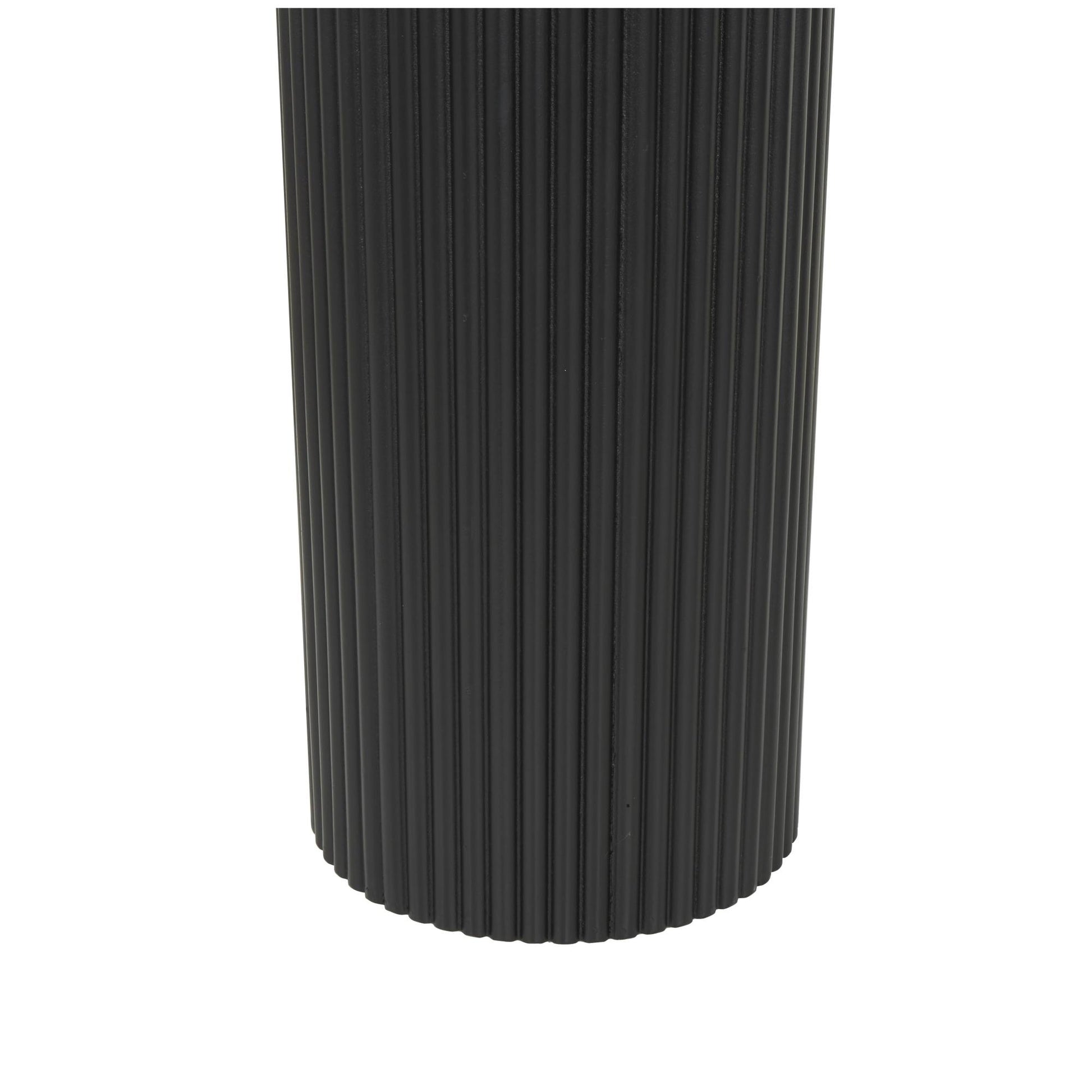 Geometric Black Wooden Oval Living Room Console Table with Ribbed Pillar Legs