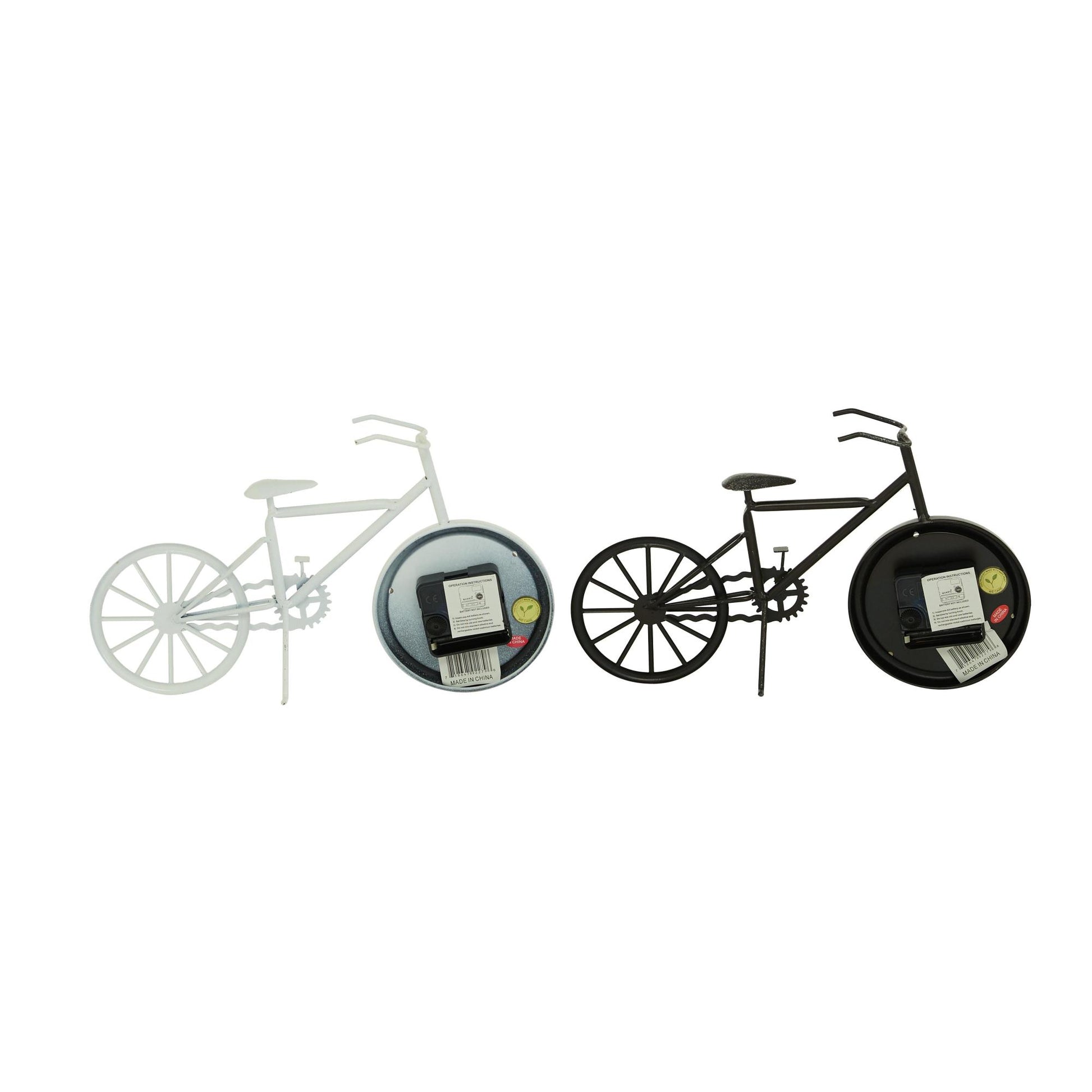 Set of 2 Bike Multi Colored Metal Decorative Clock