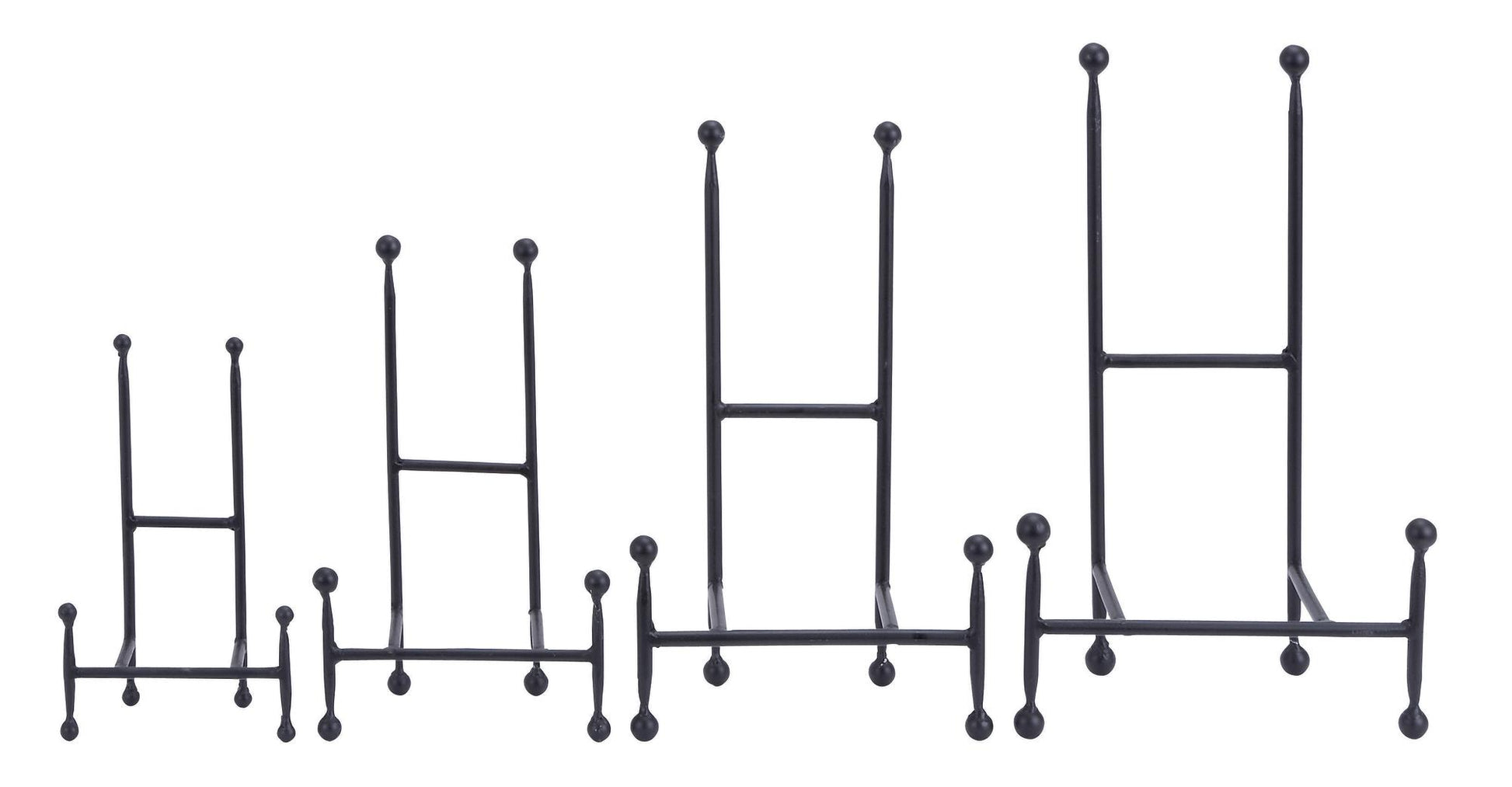 Set of 4 Black Metal Tabletop Rectangular Display Easel with Ball Accents