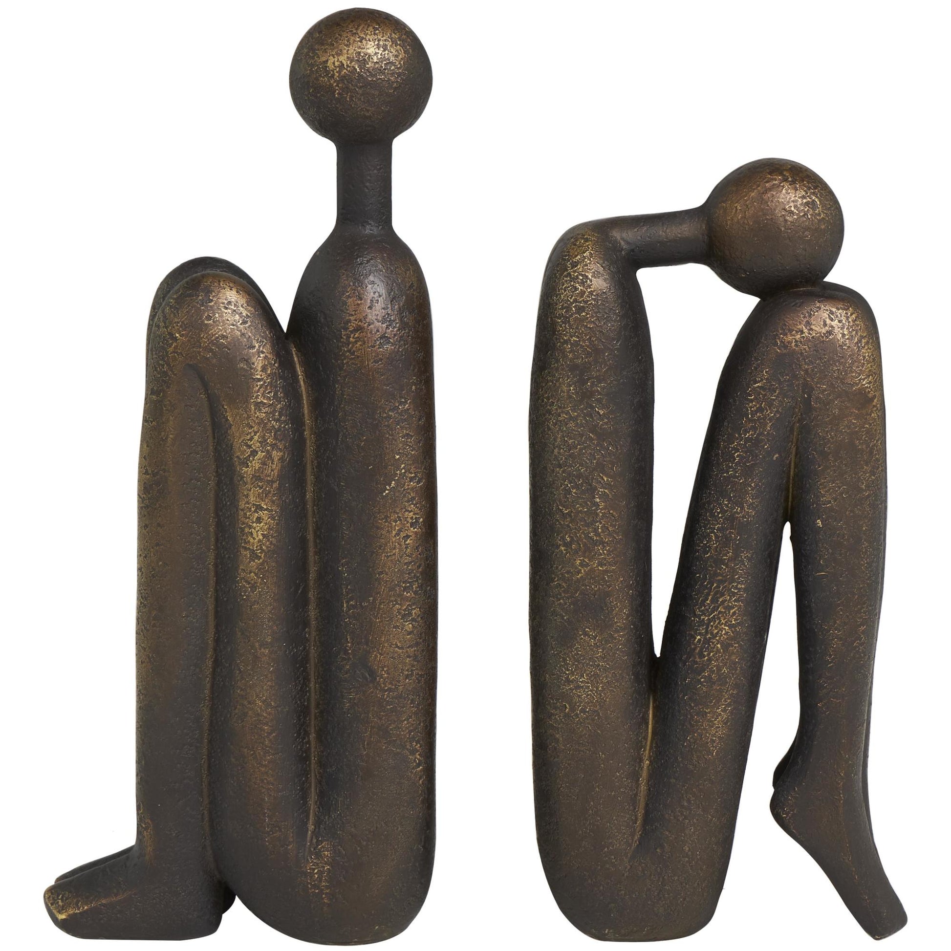 Set of 2 People Polystone Decorative Bookends