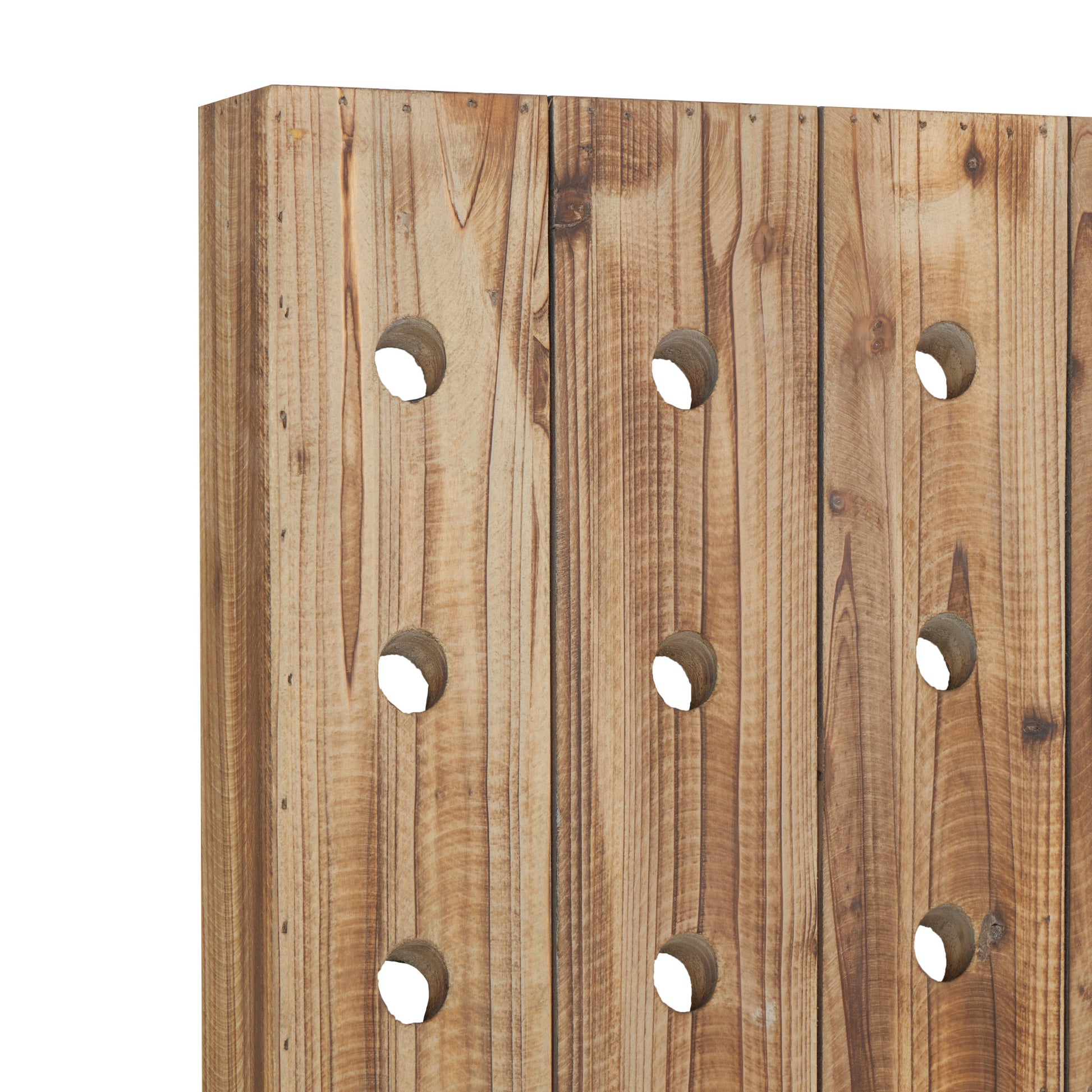 Brown Wood Tall 40 Hole Display Wall Wine Rack