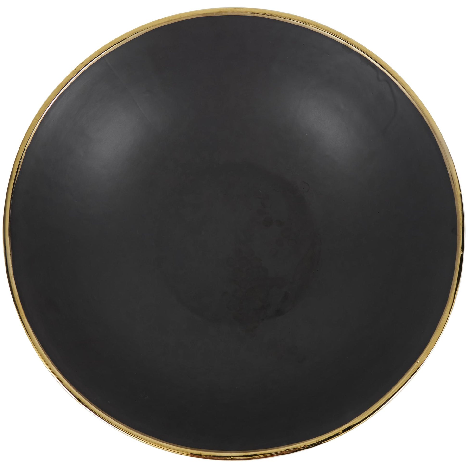 CosmoLiving by Cosmopolitan Abstract Ceramic Large Decorative Bowl with Abstract Gold Melting Drips