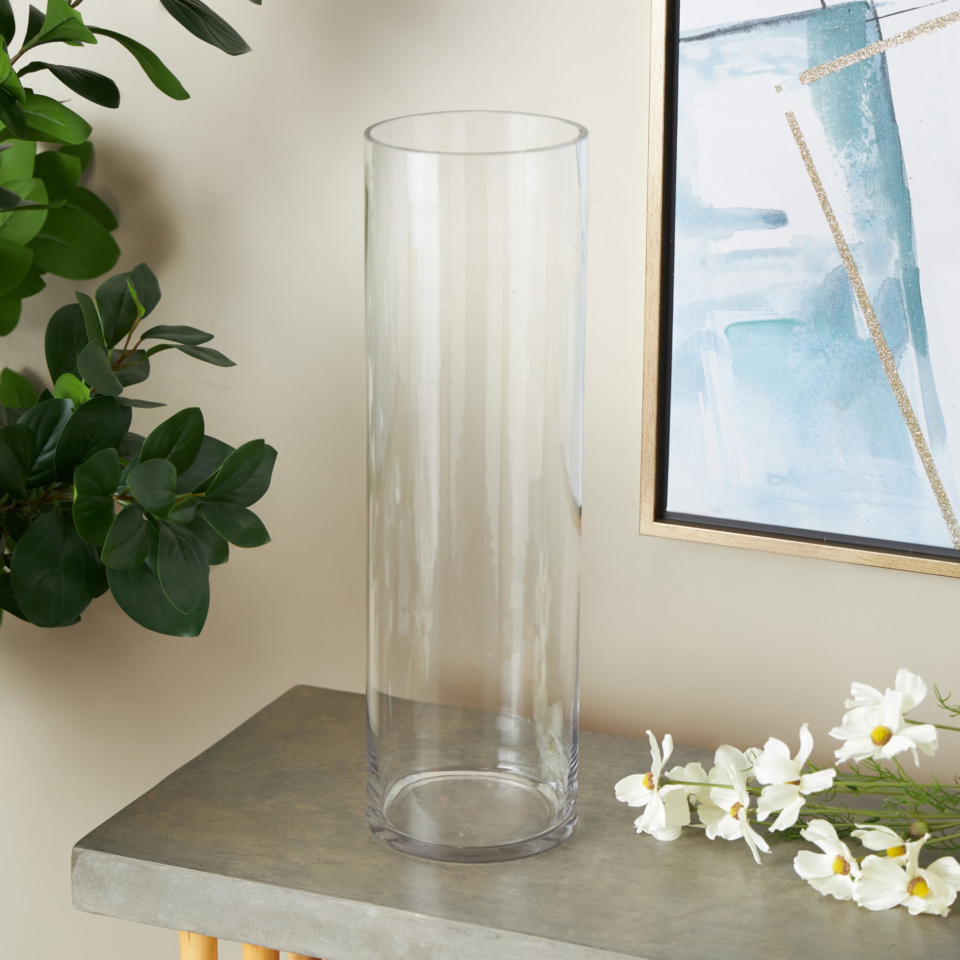 Clear Glass Tall Decorative Vase