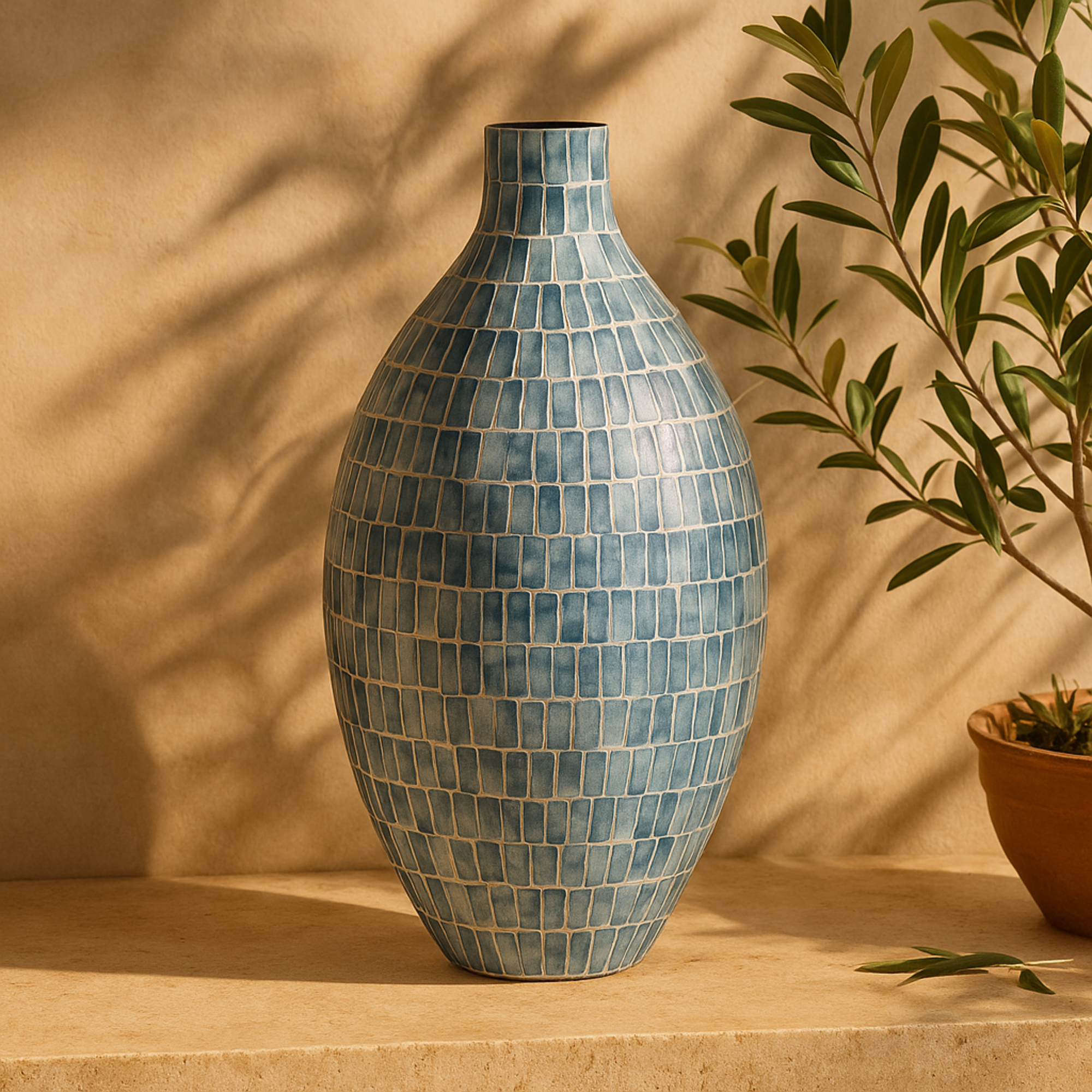 Mother of Pearl Shell Handmade Mosaic Inspired Decorative Vase