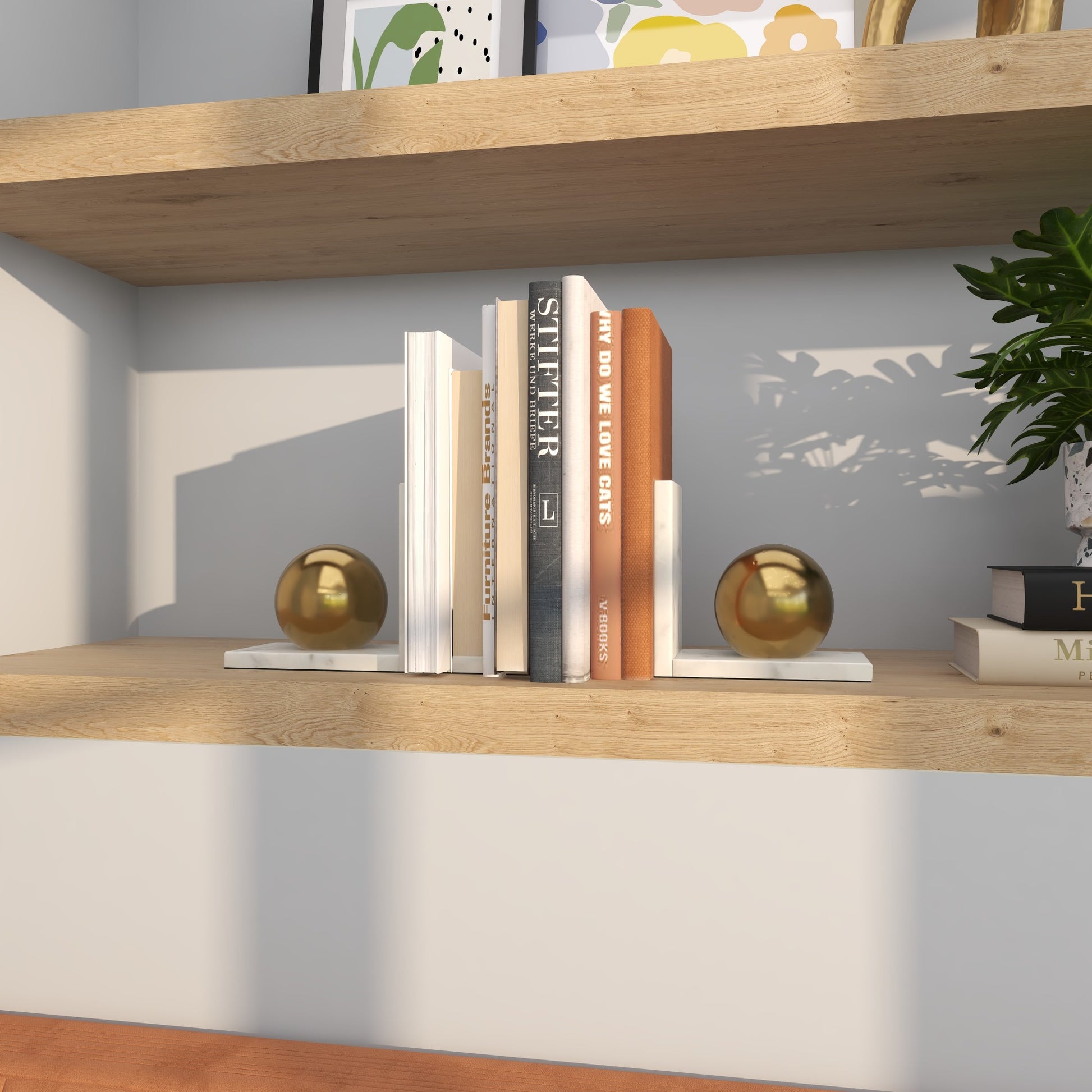 CosmoLiving by Cosmopolitan Set of 2 Geometric Marble Orb 7 lbs Decorative Bookends