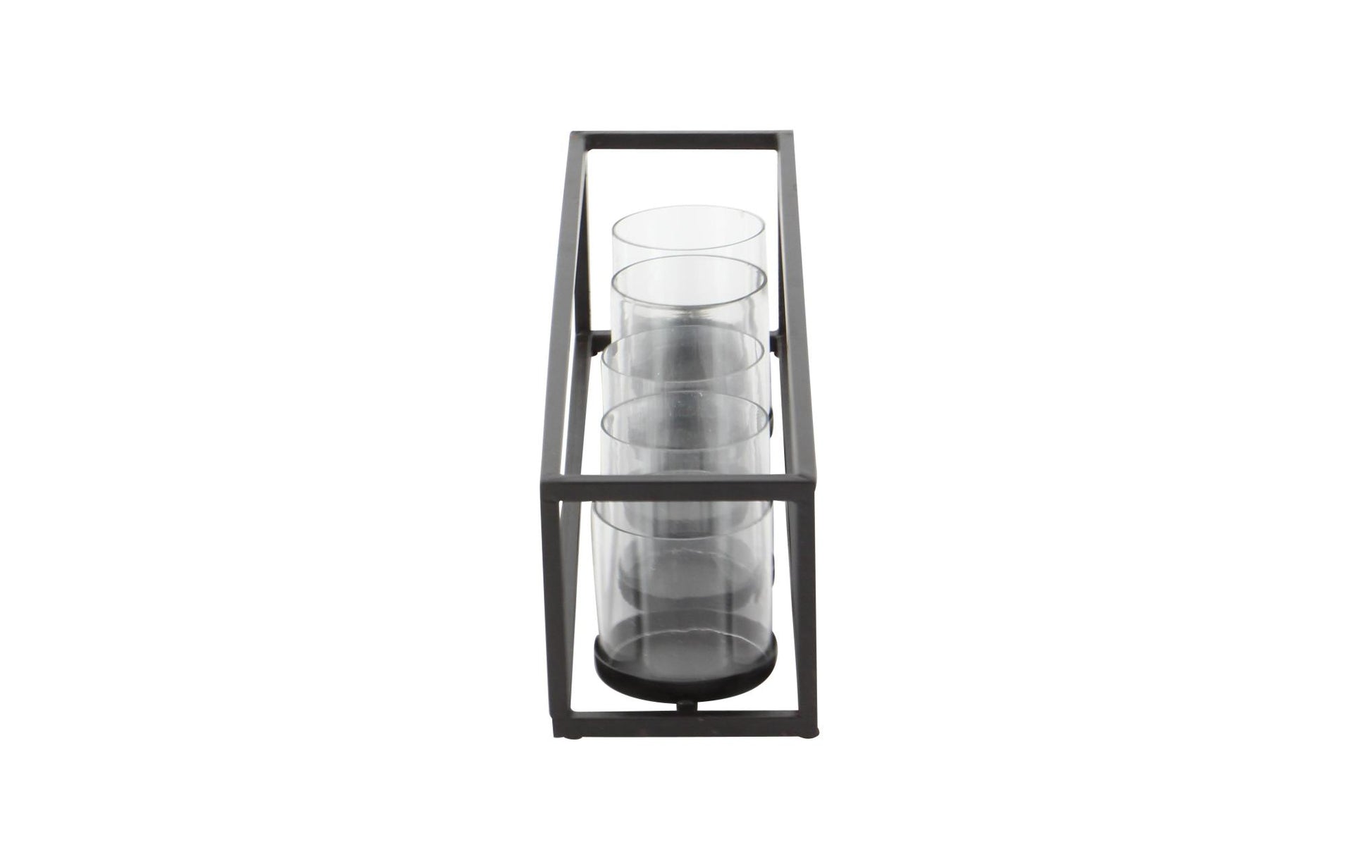 Black Metal 5 Glass Sleeve Decorative Candelabra