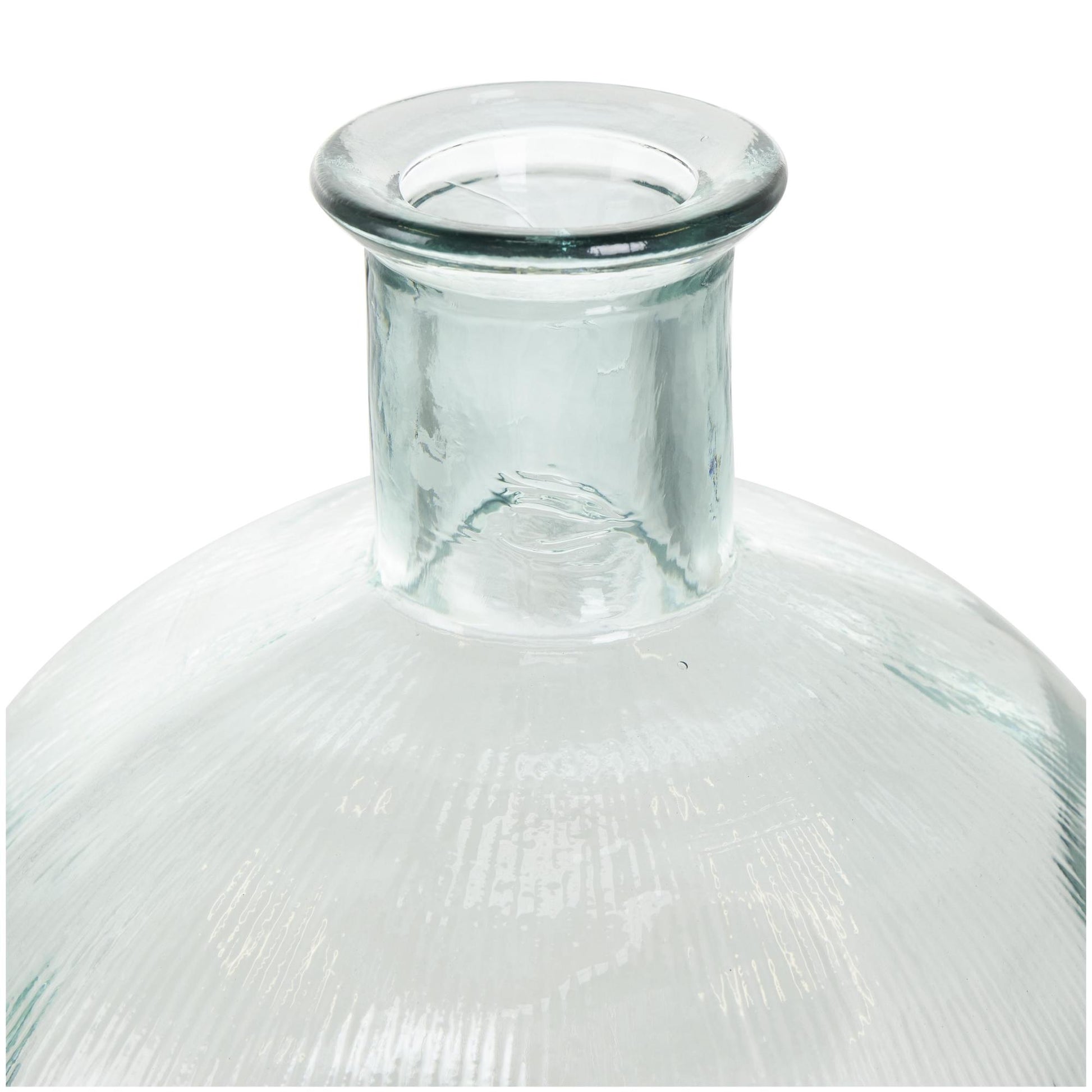 Recycled Glass Handmade Spanish Bottle Neck Ribbed Decorative Vase