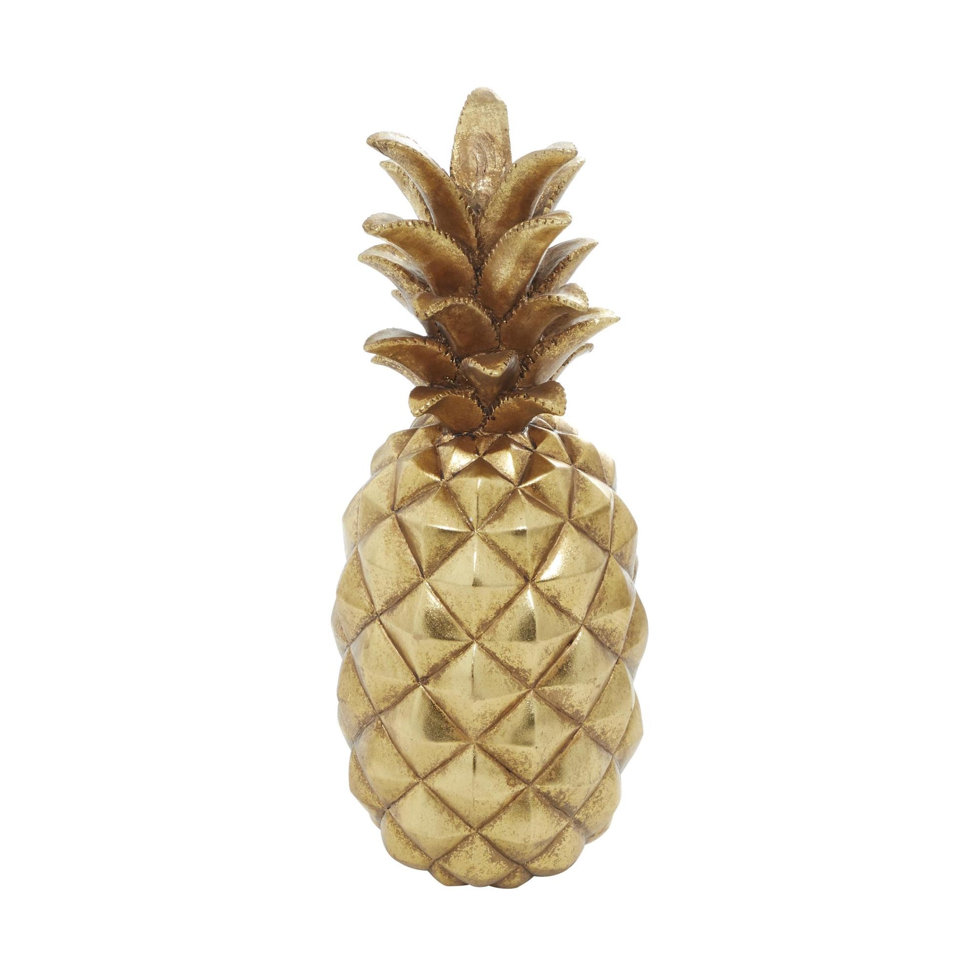 Fruit Gold Polystone Textured Pineapple Decorative Sculpture