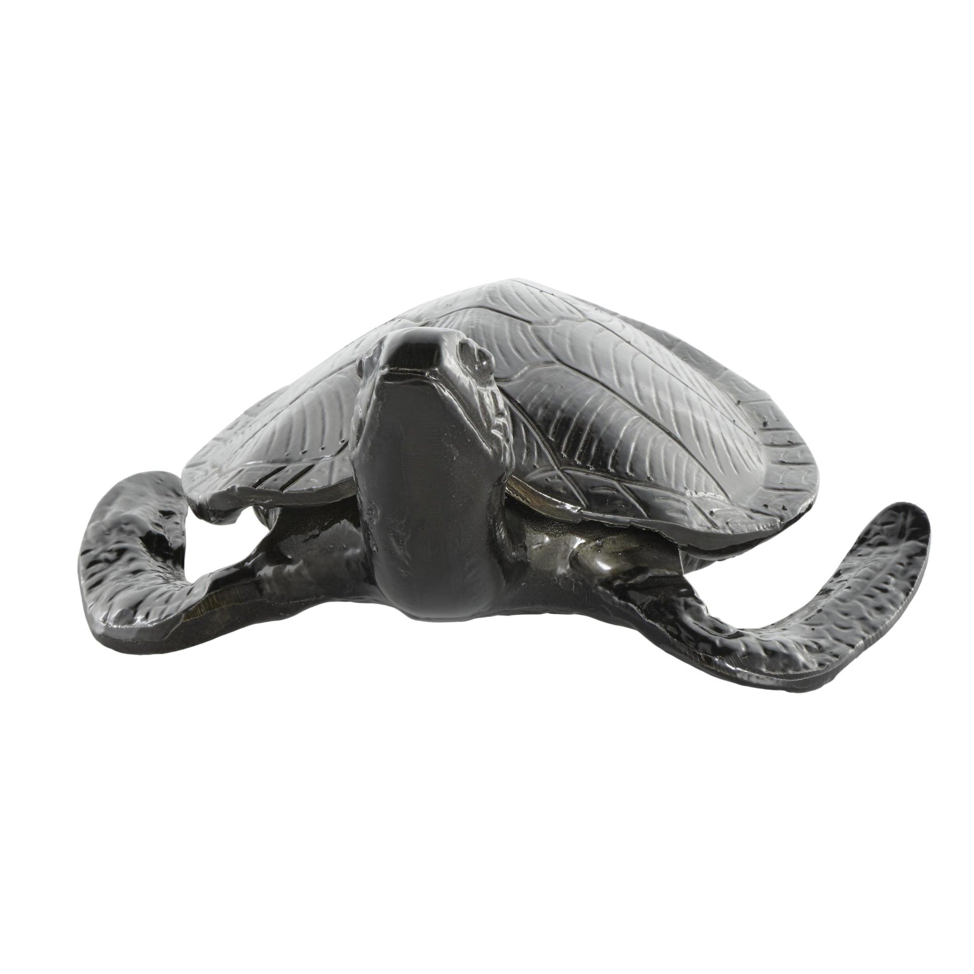 Sea Turtle Black Aluminum Metal Carved Decorative Sculpture