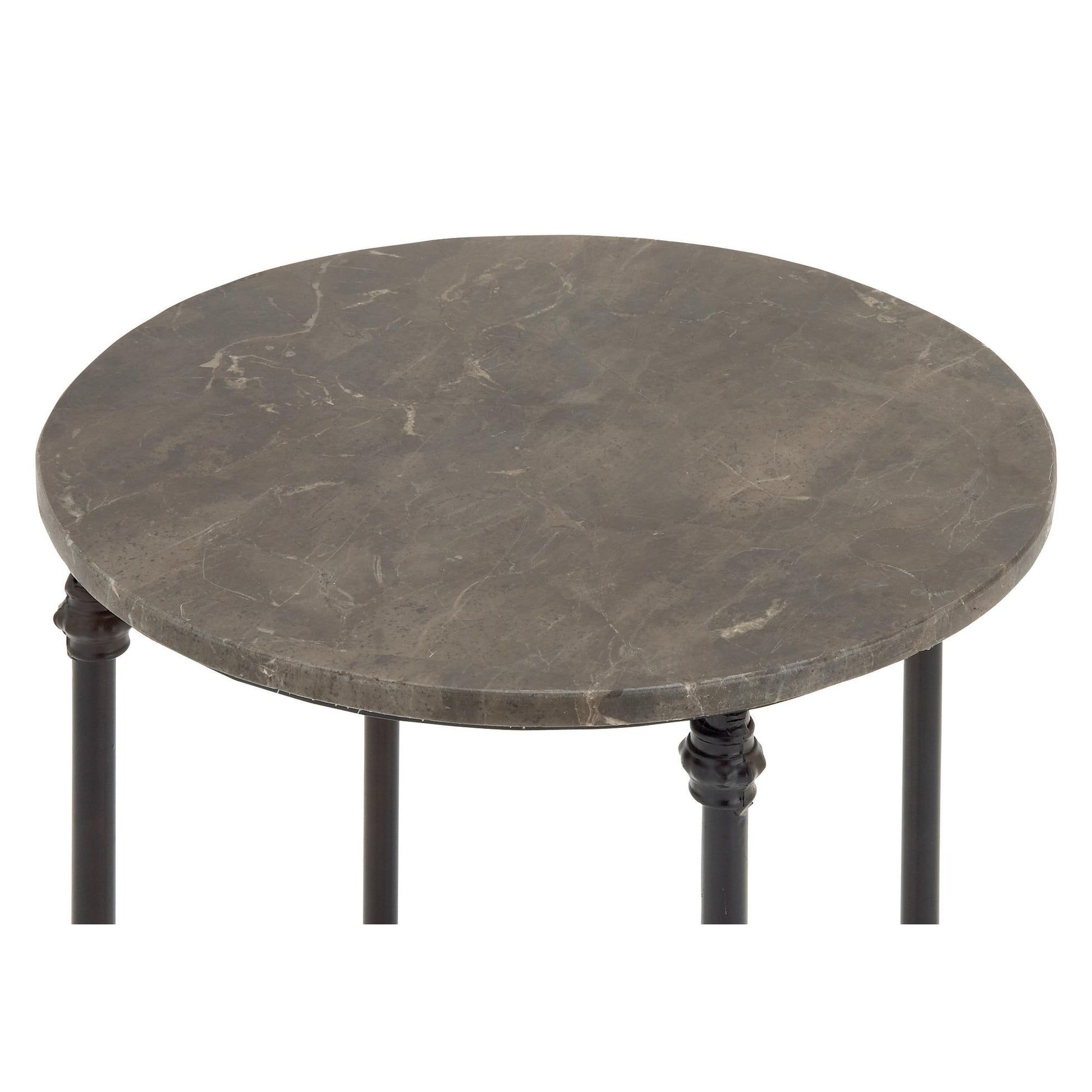 Brown Marble Side End Accent Table with Bronze Metal Legs