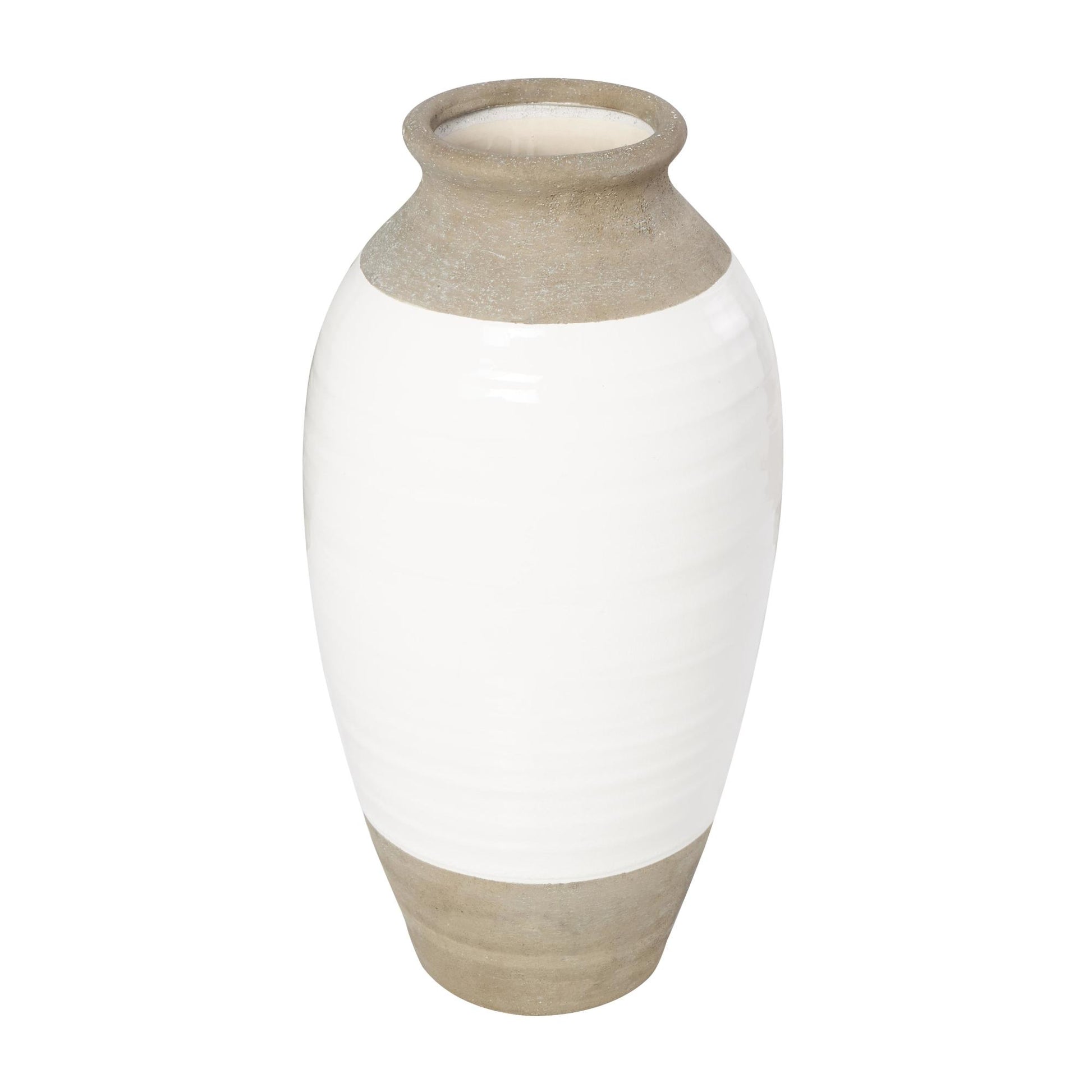 Gray Ceramic Decorative Vase with White Body