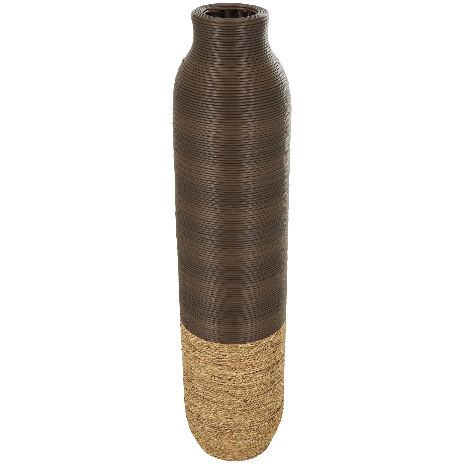 Dark Brown Seagrass Handmade Decorative Vase