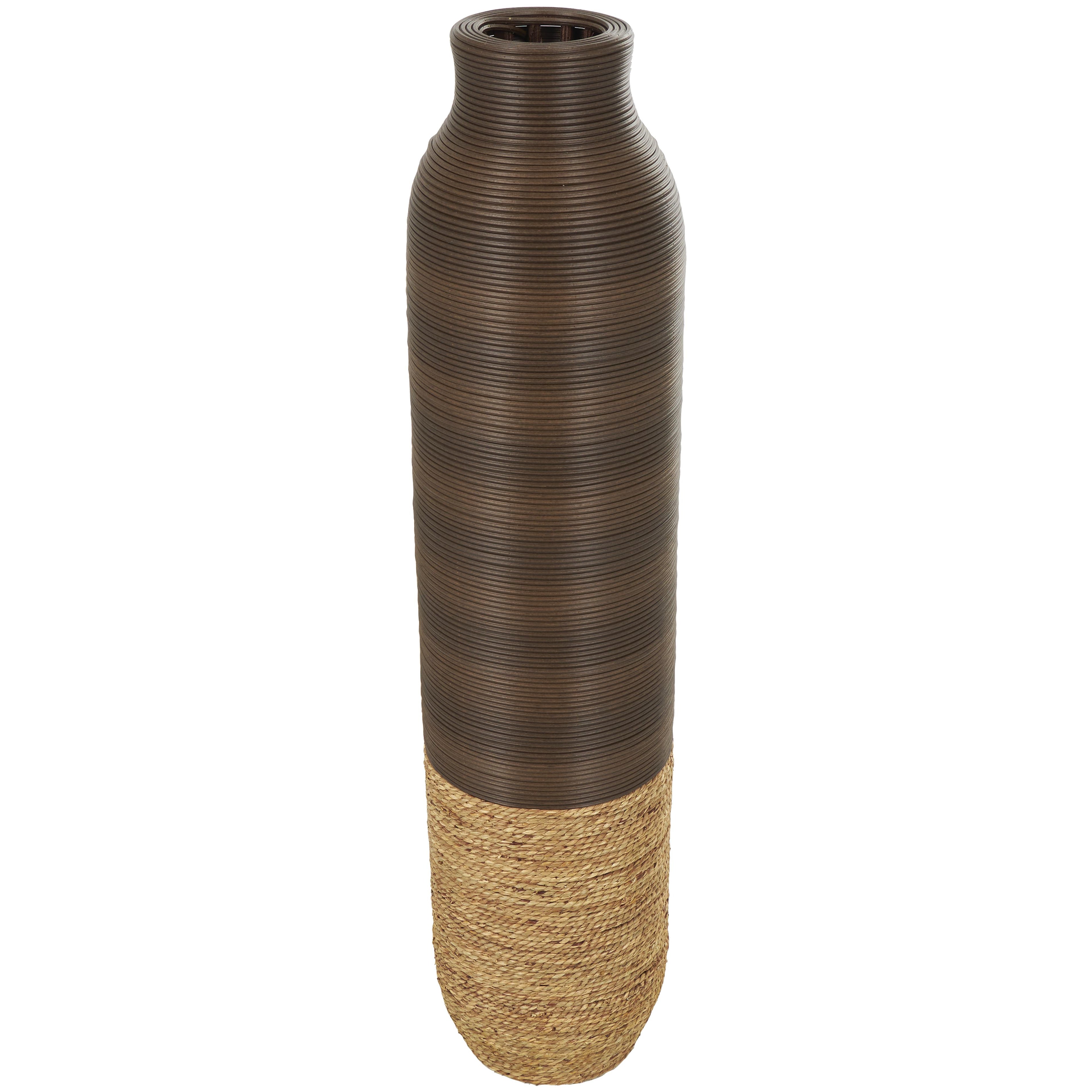 Dark Brown Seagrass Handmade Decorative Vase