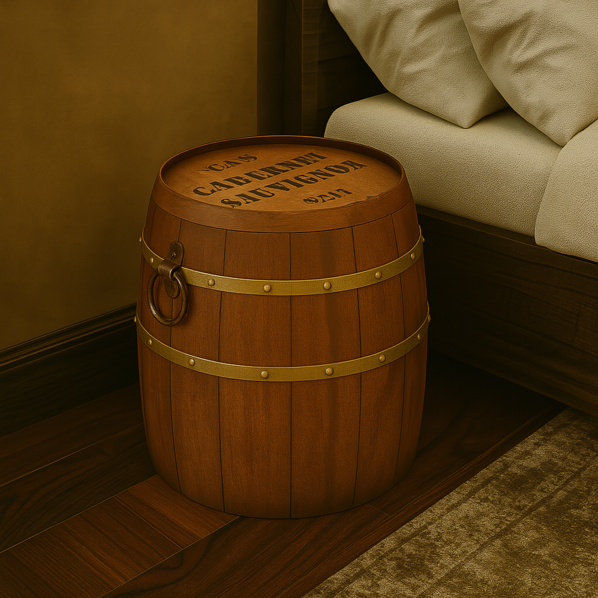 Brown Metal Wine Barrel Side End Accent Table