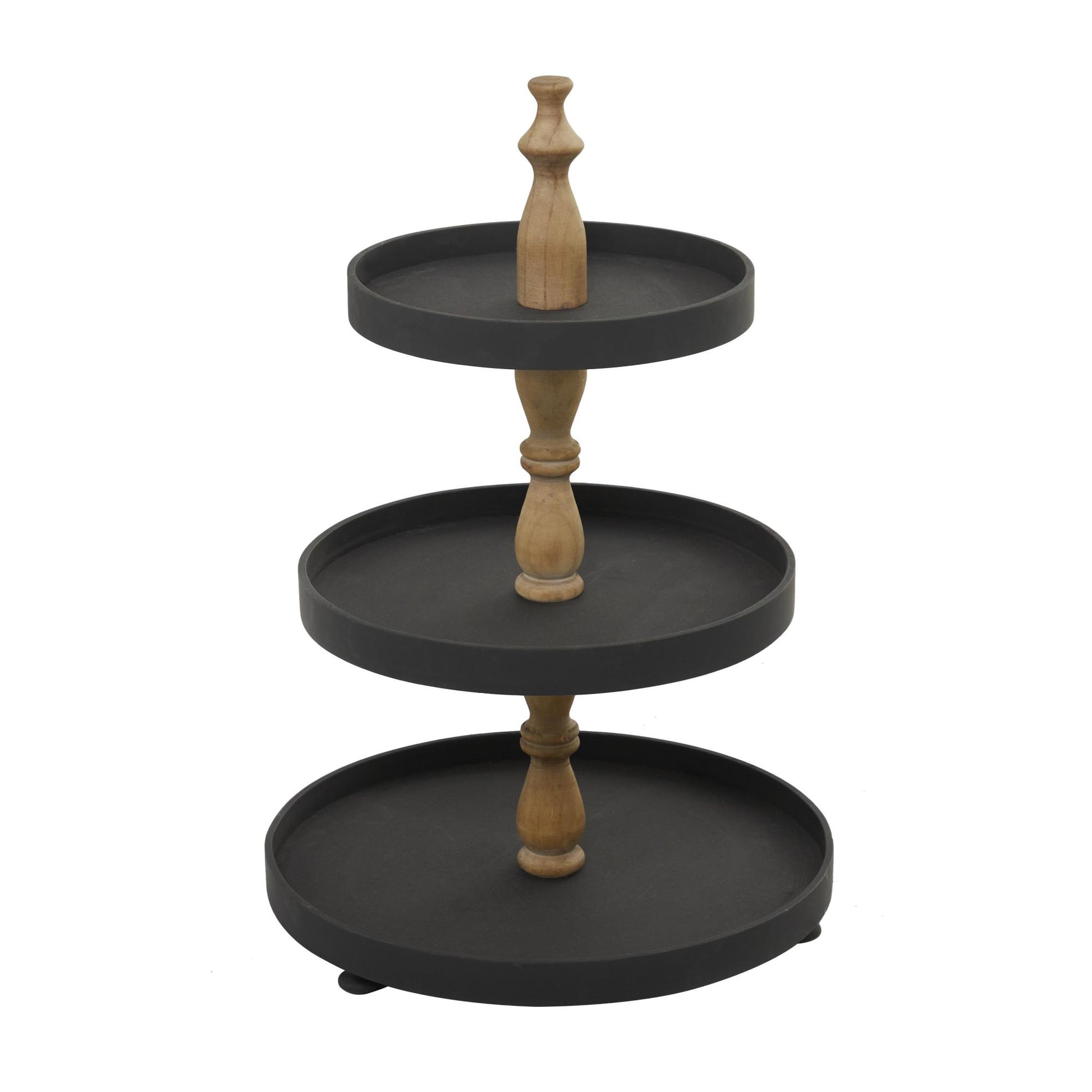 Wood 3 Level Decorative Tiered Server with Wood Post
