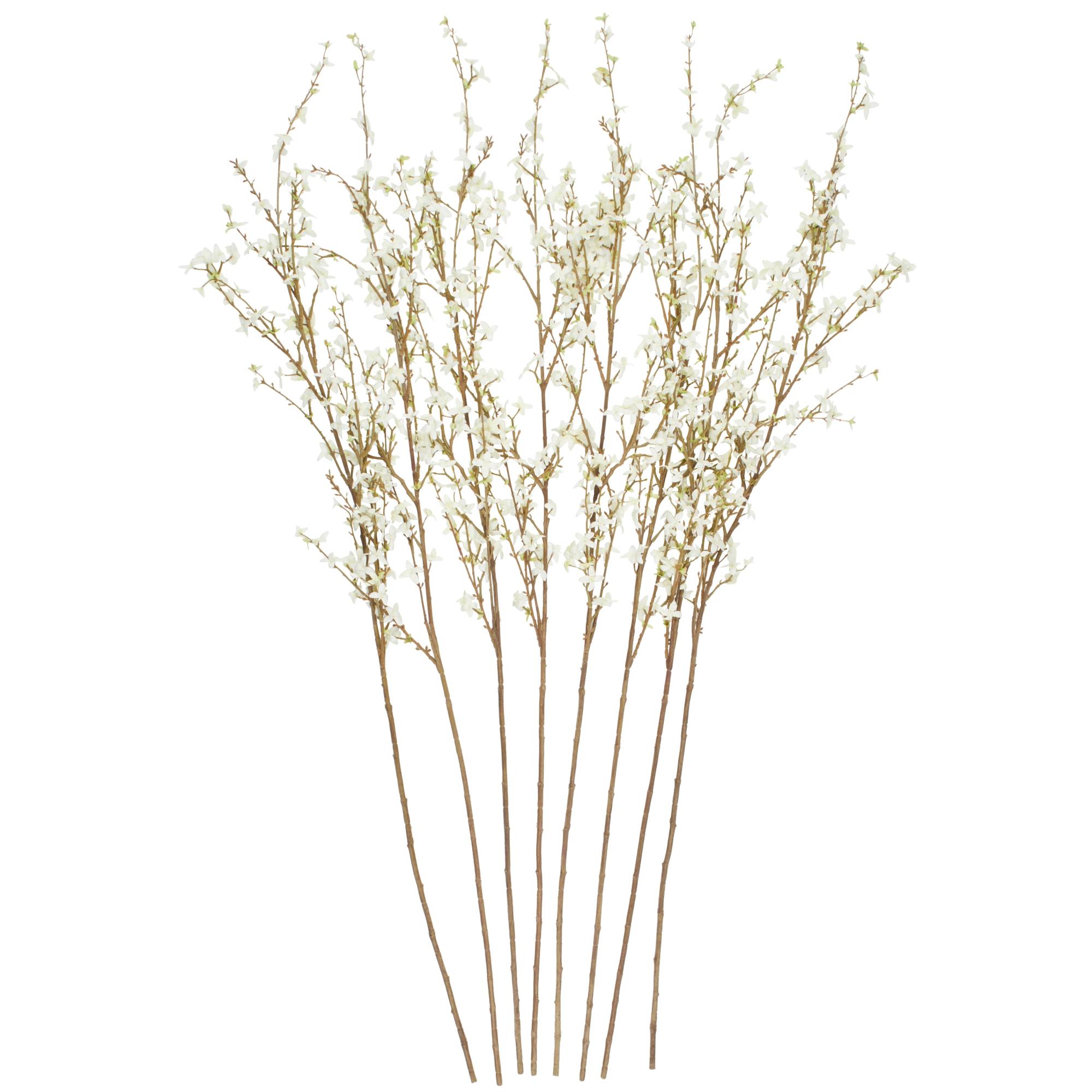Set of 8 Winter Jasmine White Plastic Tall Indoor Outdoor Artificial Flower Stem